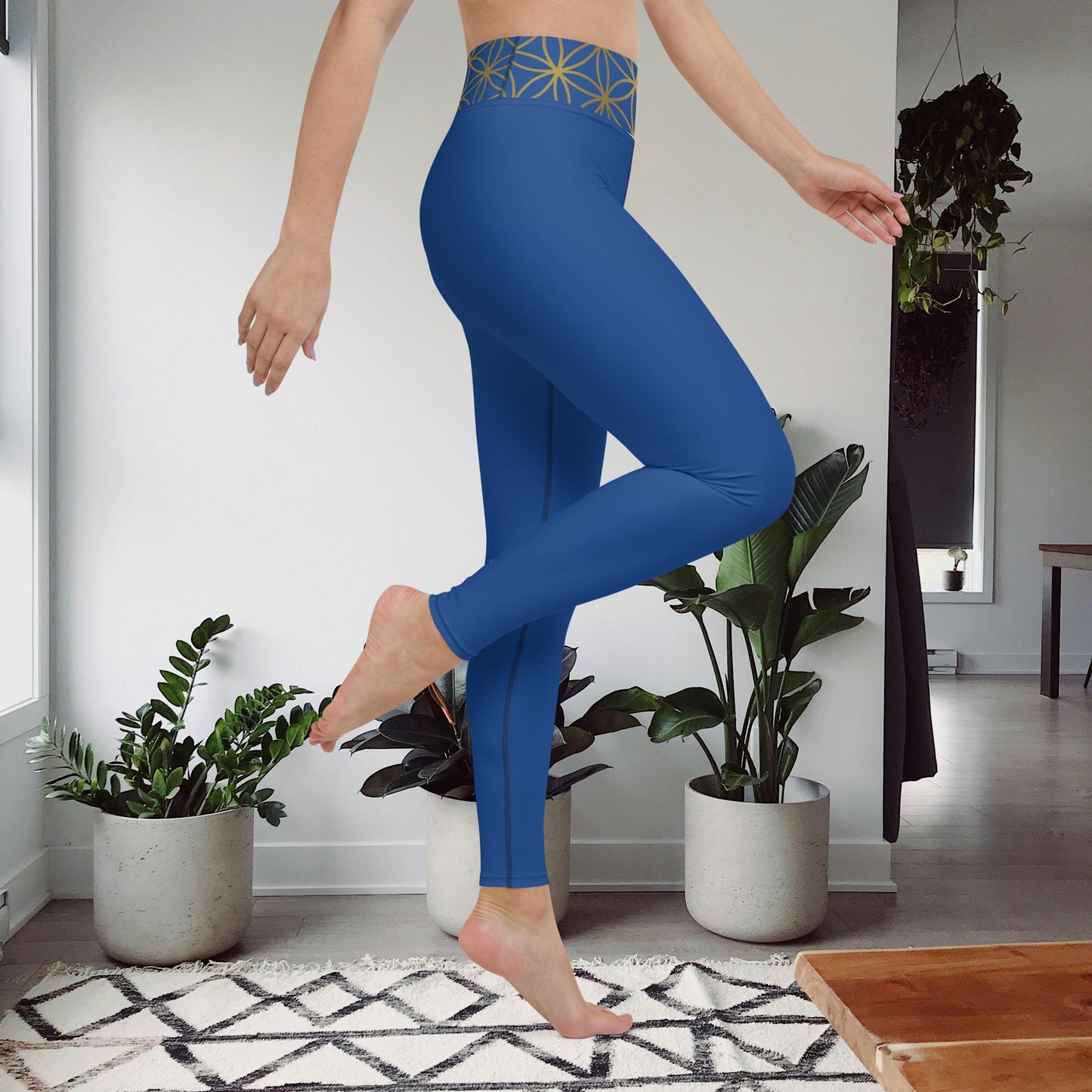 Leggings yoga unisex ma coordinati al reggiseno Fiore della vita blu