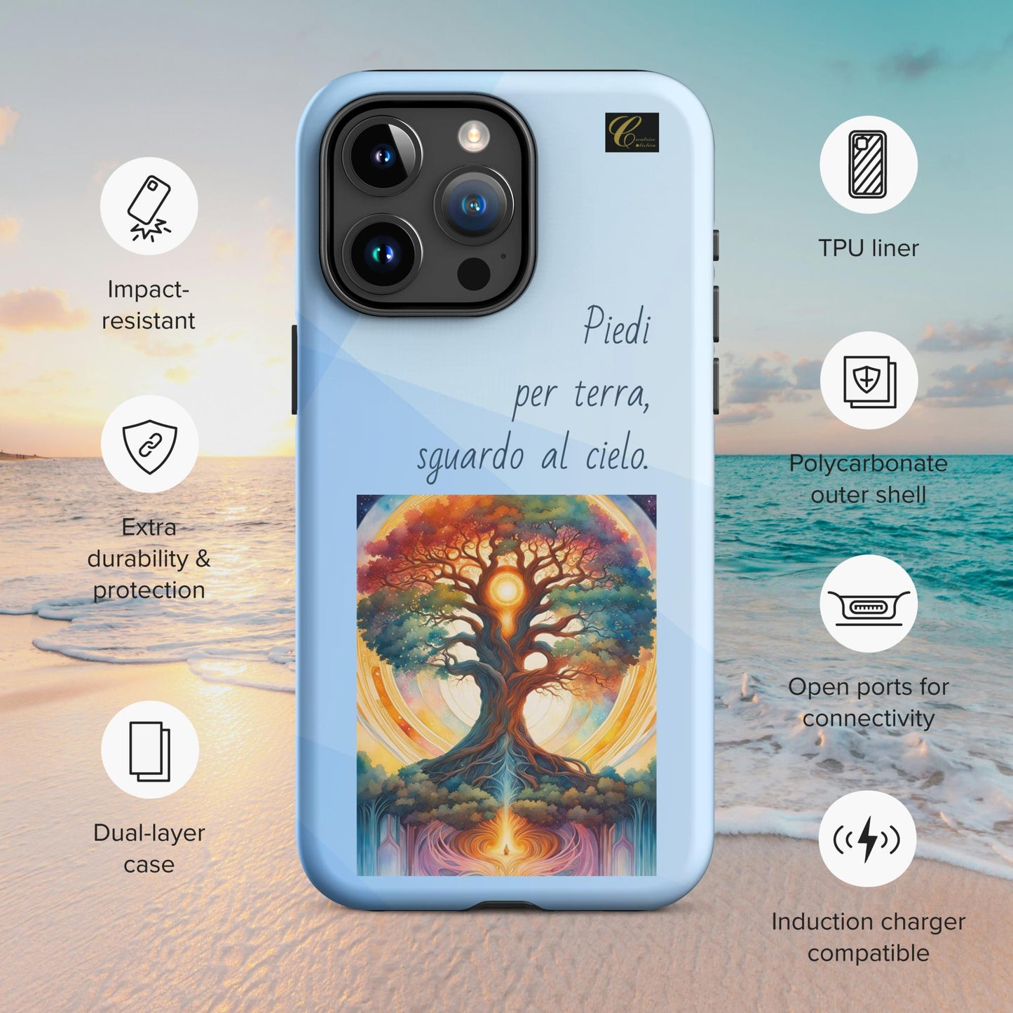 Cover iPhone rigida azzurra