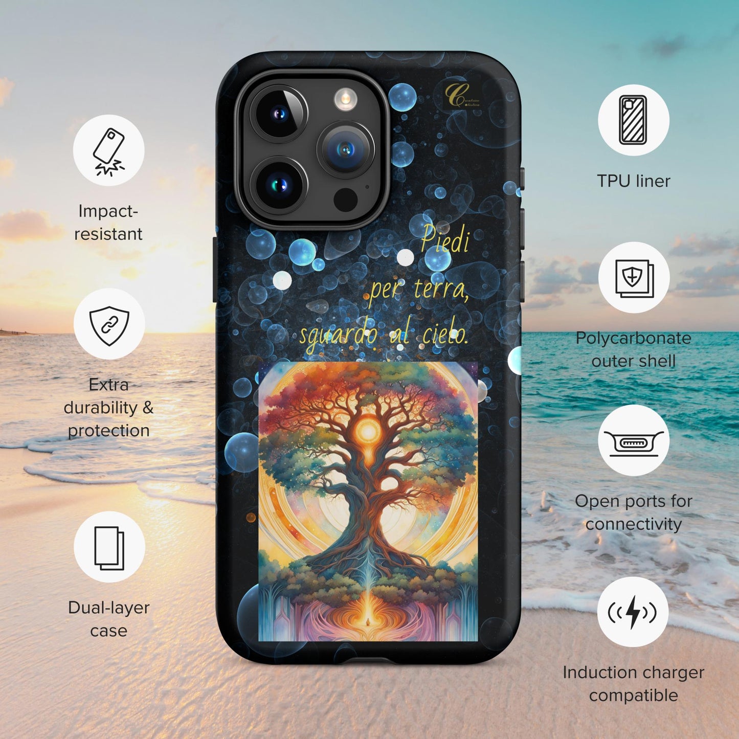 Cover iPhone rigida bolle blu