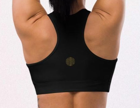 Reggiseno sportivo imbottito Fiore sulla schiena nero