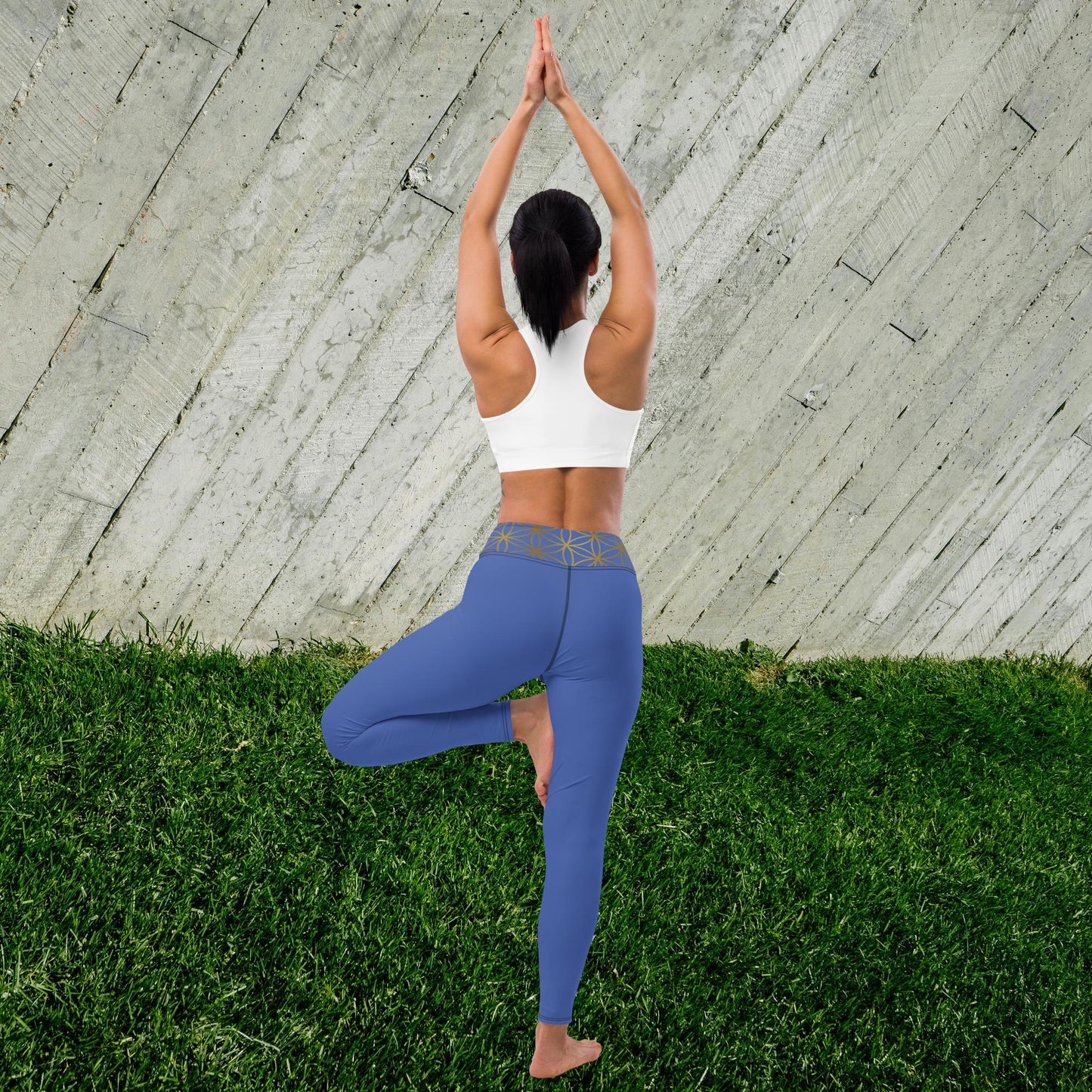 Leggings yoga Fiore della vita unisex blu elettrico