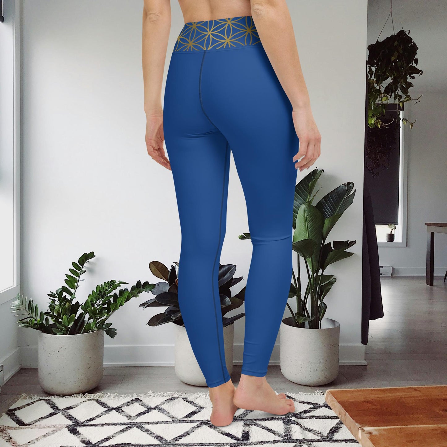 Leggings yoga unisex ma coordinati al reggiseno Fiore della vita blu