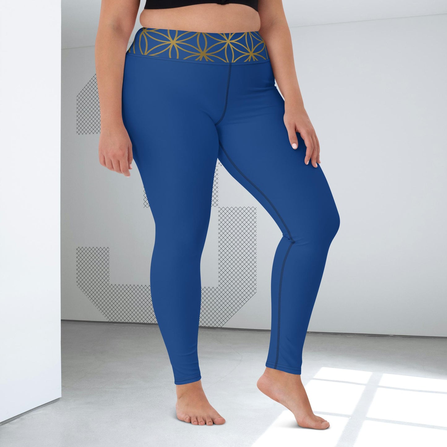 Leggings yoga unisex ma coordinati al reggiseno Fiore della vita blu