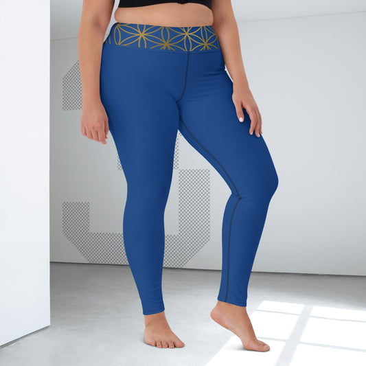 Leggings yoga unisex ma coordinati al reggiseno Fiore della vita blu