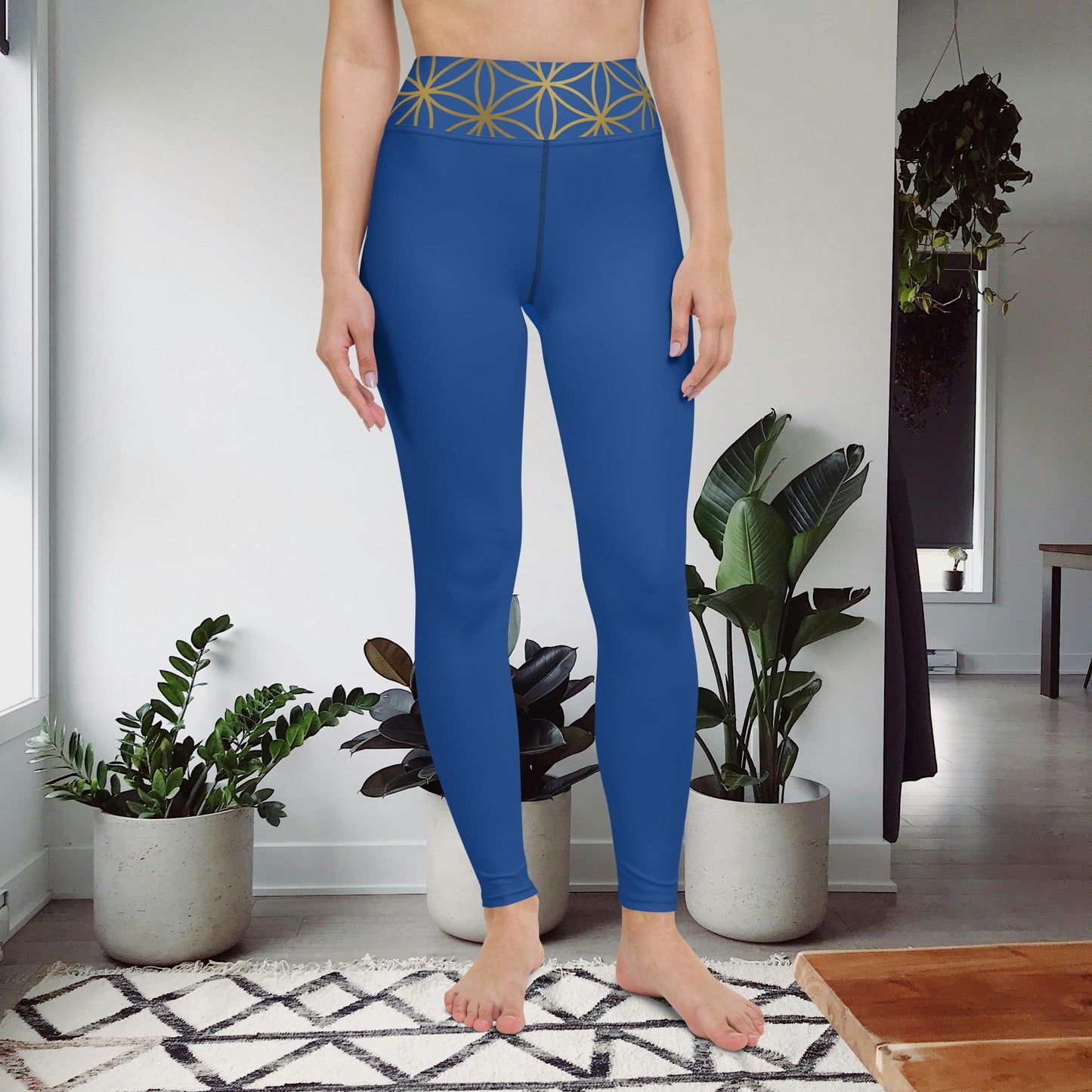 Leggings yoga unisex ma coordinati al reggiseno Fiore della vita blu