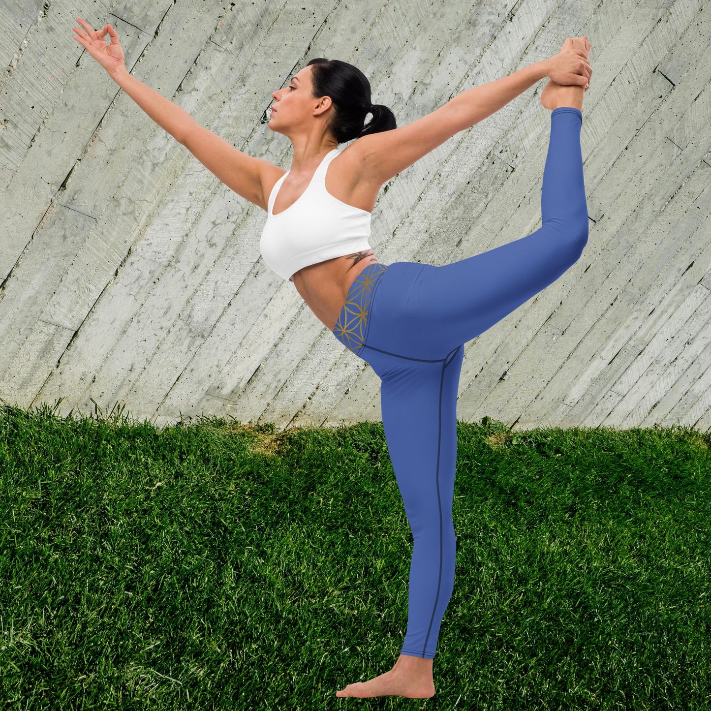 Leggings yoga Fiore della vita unisex blu elettrico