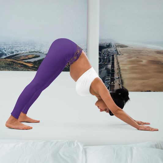Leggings yoga unisex ma coordinati al reggiseno Fiore della vita viola