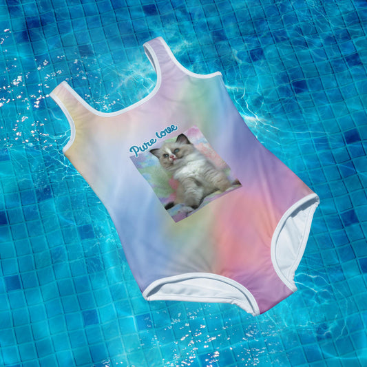 Costume da bagno da ragazza con stampa all-over Fluffy