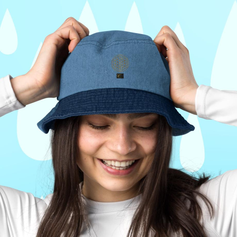 Cappello da pescatore in denim Fiore della vita