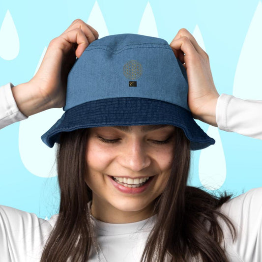 Cappello da pescatore in denim Fiore della vita