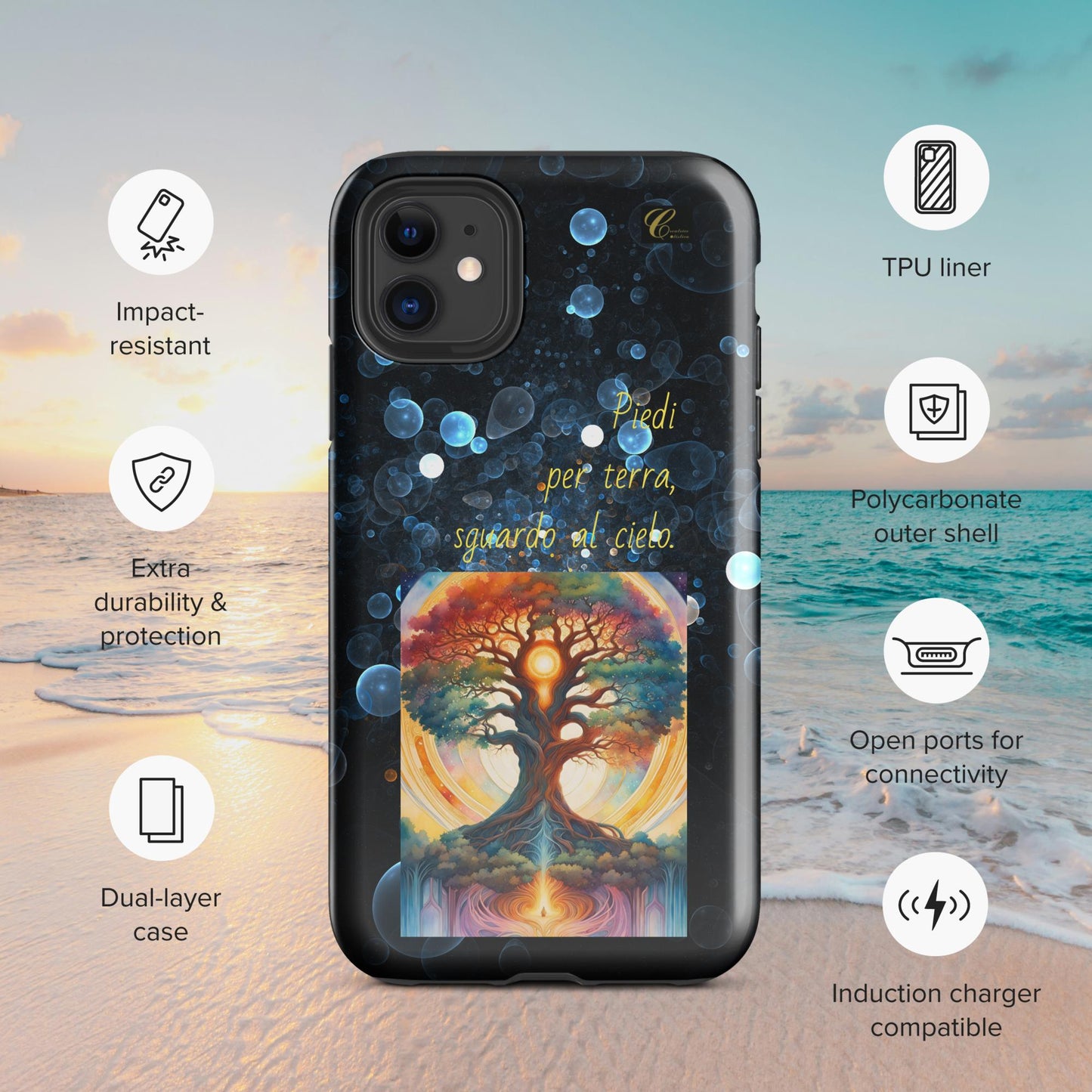 Cover iPhone rigida bolle blu