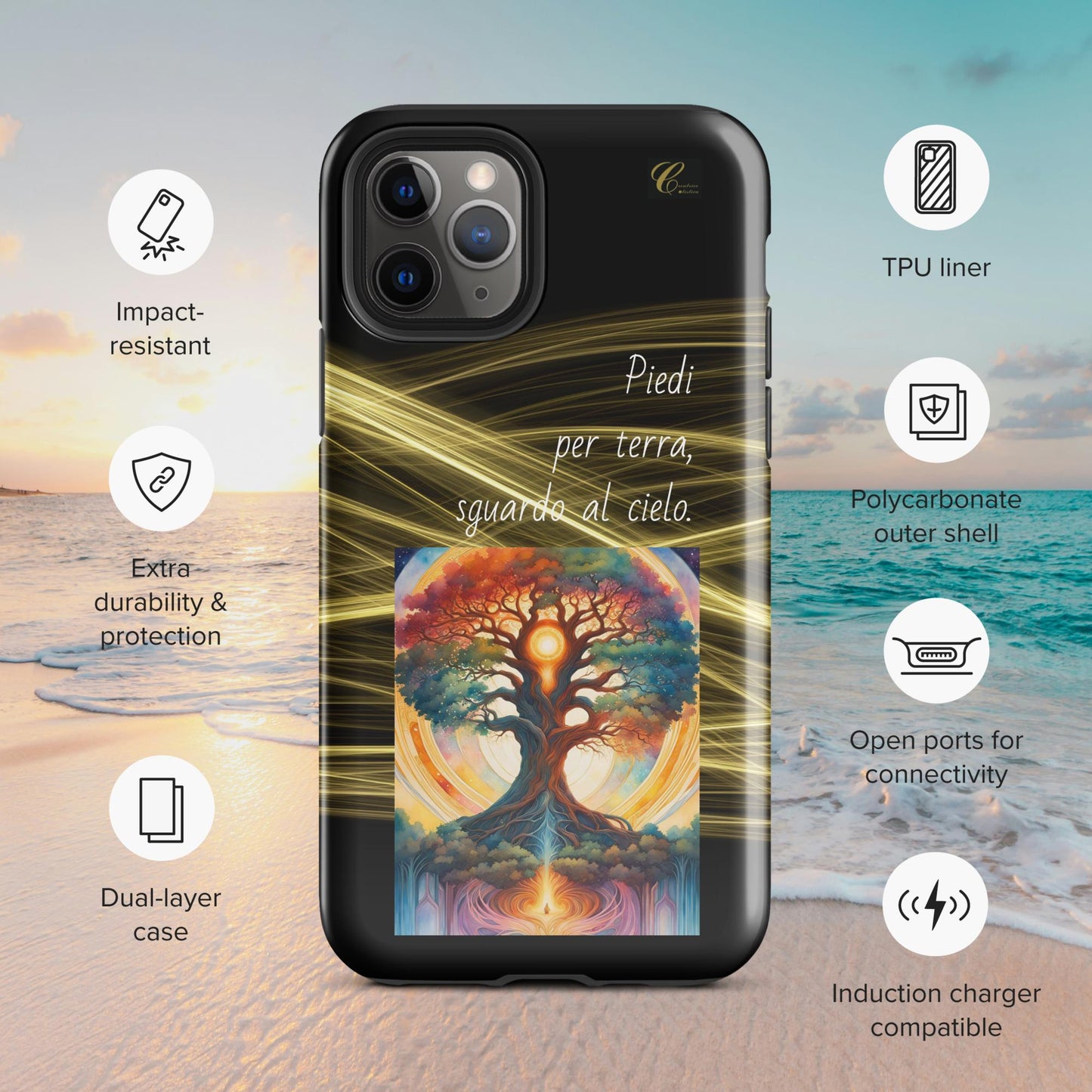 Cover iPhone rigida oro nero