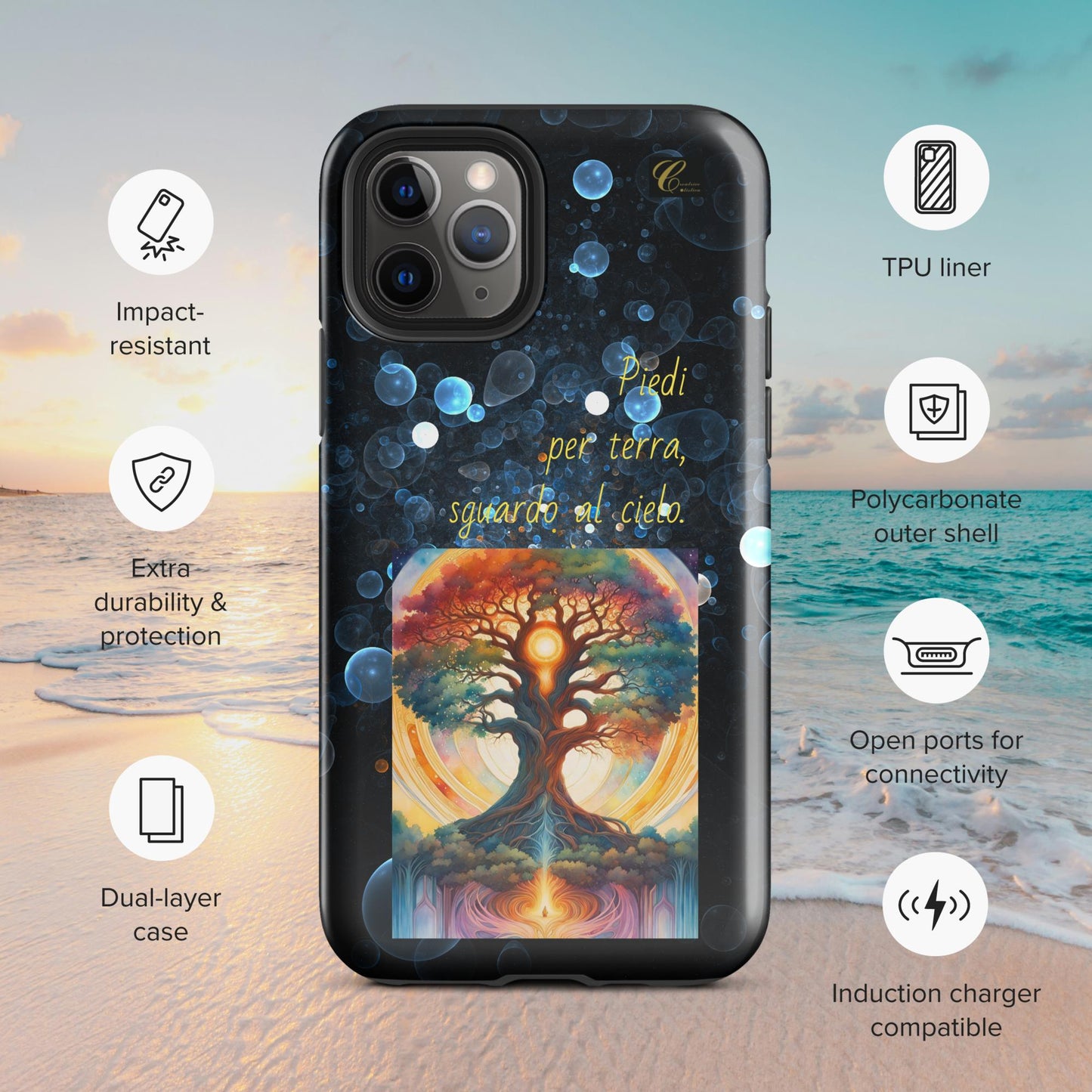 Cover iPhone rigida bolle blu