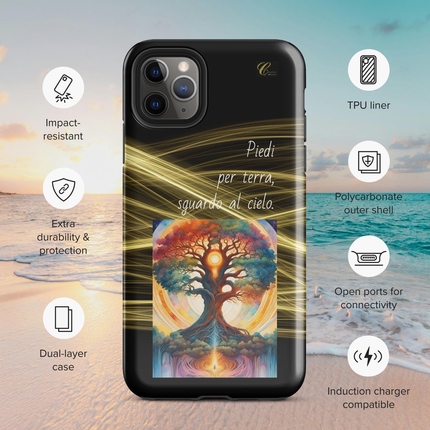 Cover iPhone rigida oro nero