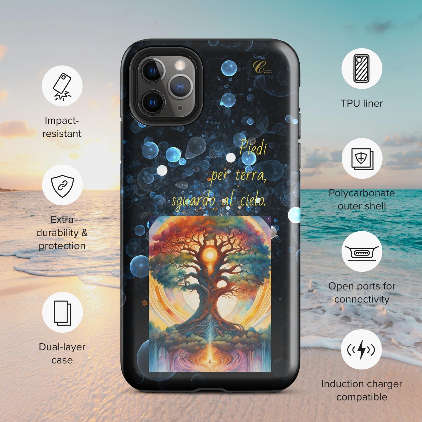 Cover iPhone rigida bolle blu