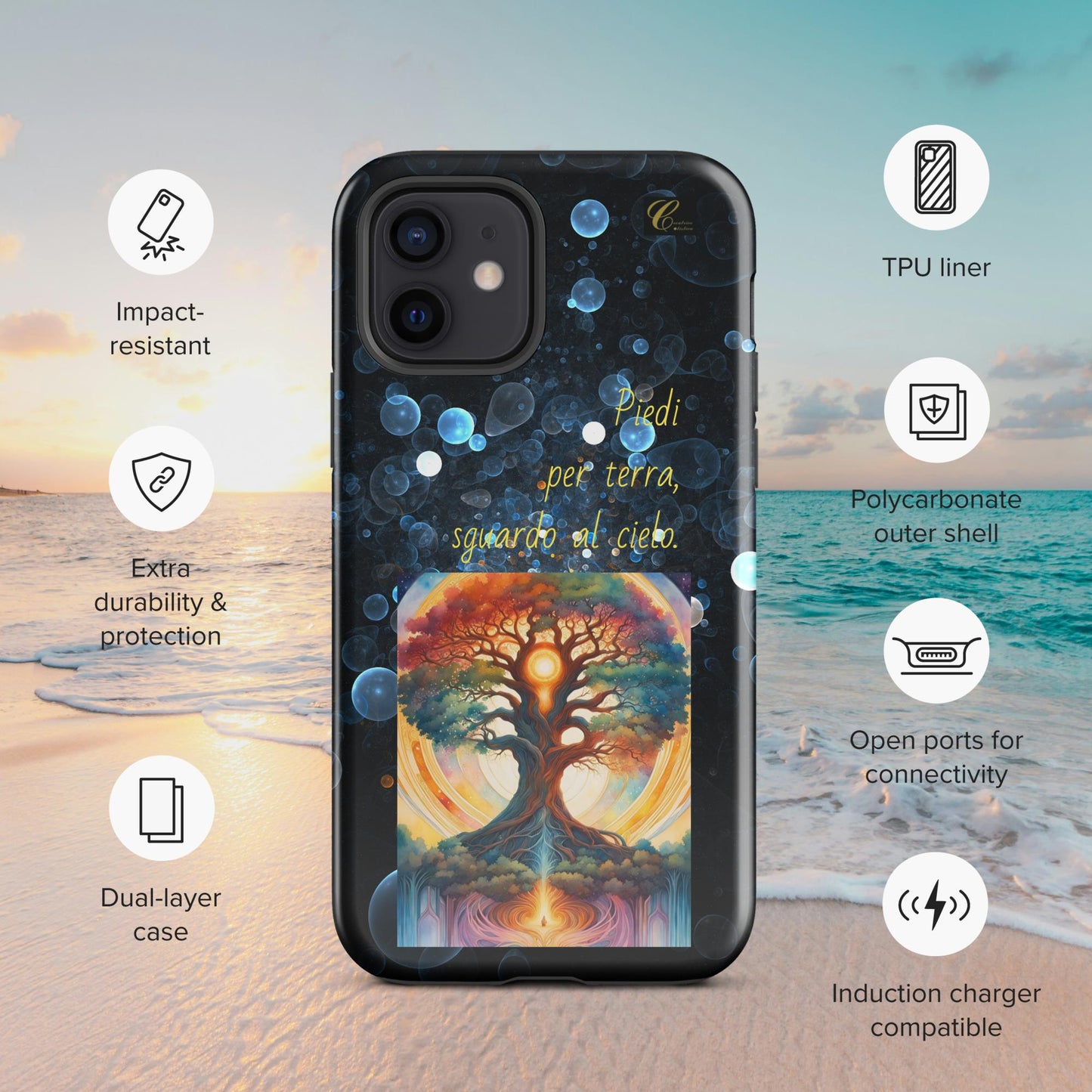 Cover iPhone rigida bolle blu