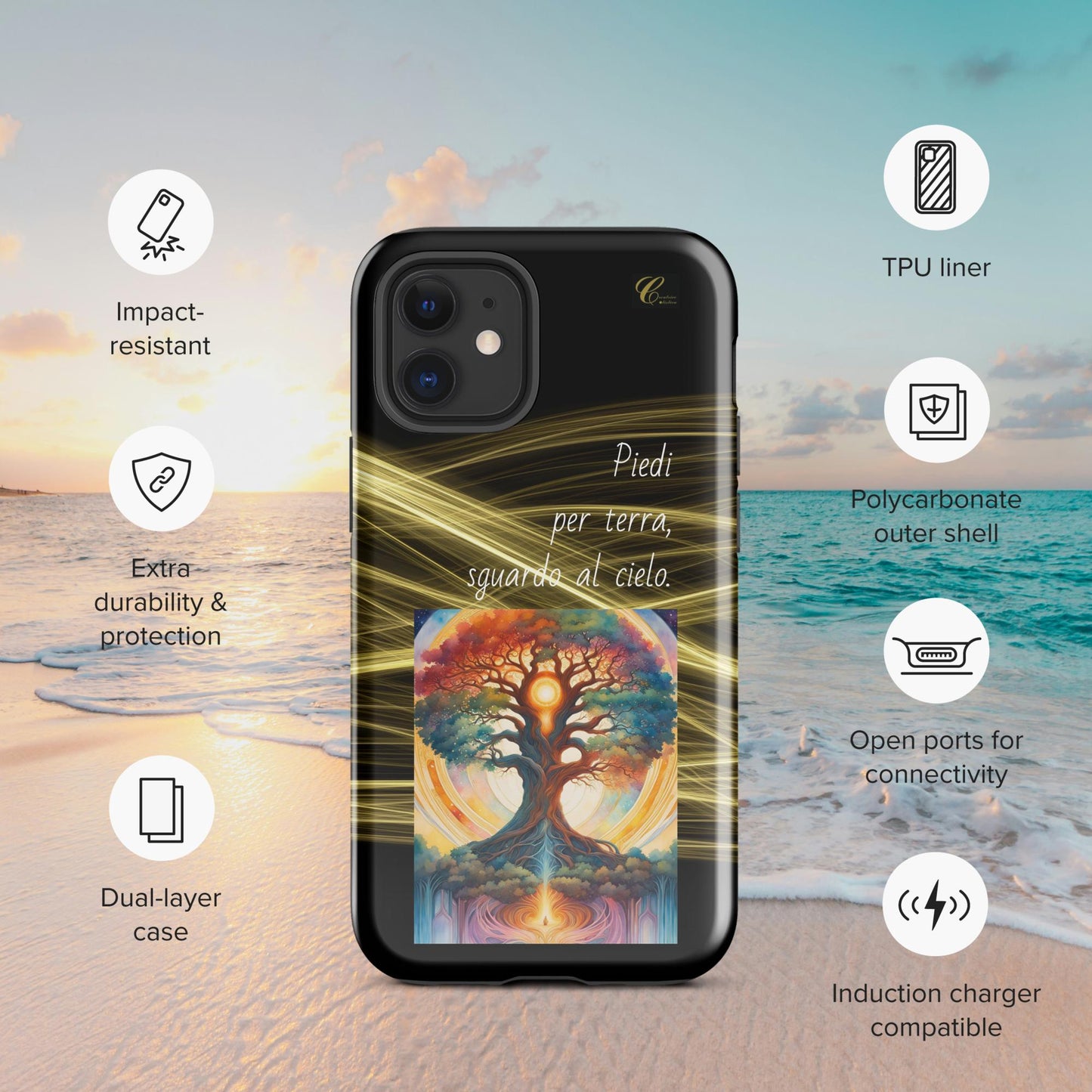 Cover iPhone rigida oro nero