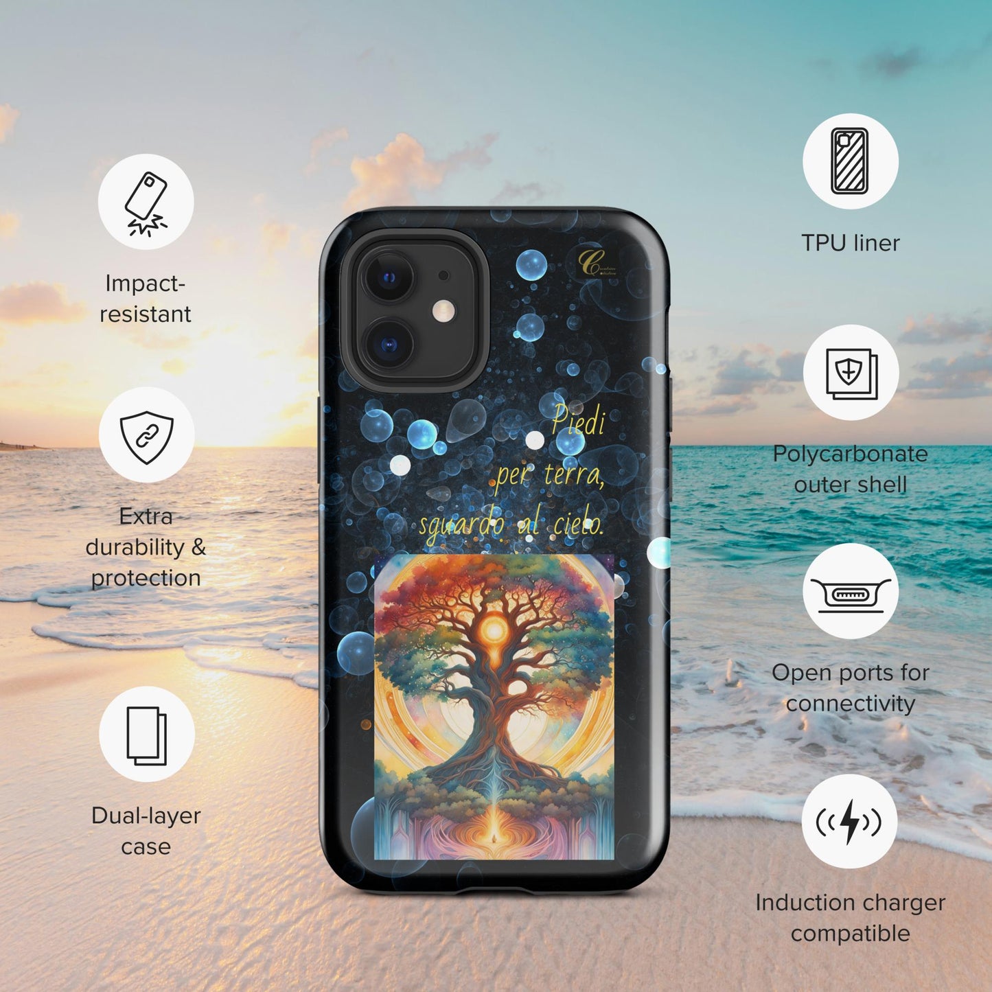 Cover iPhone rigida bolle blu