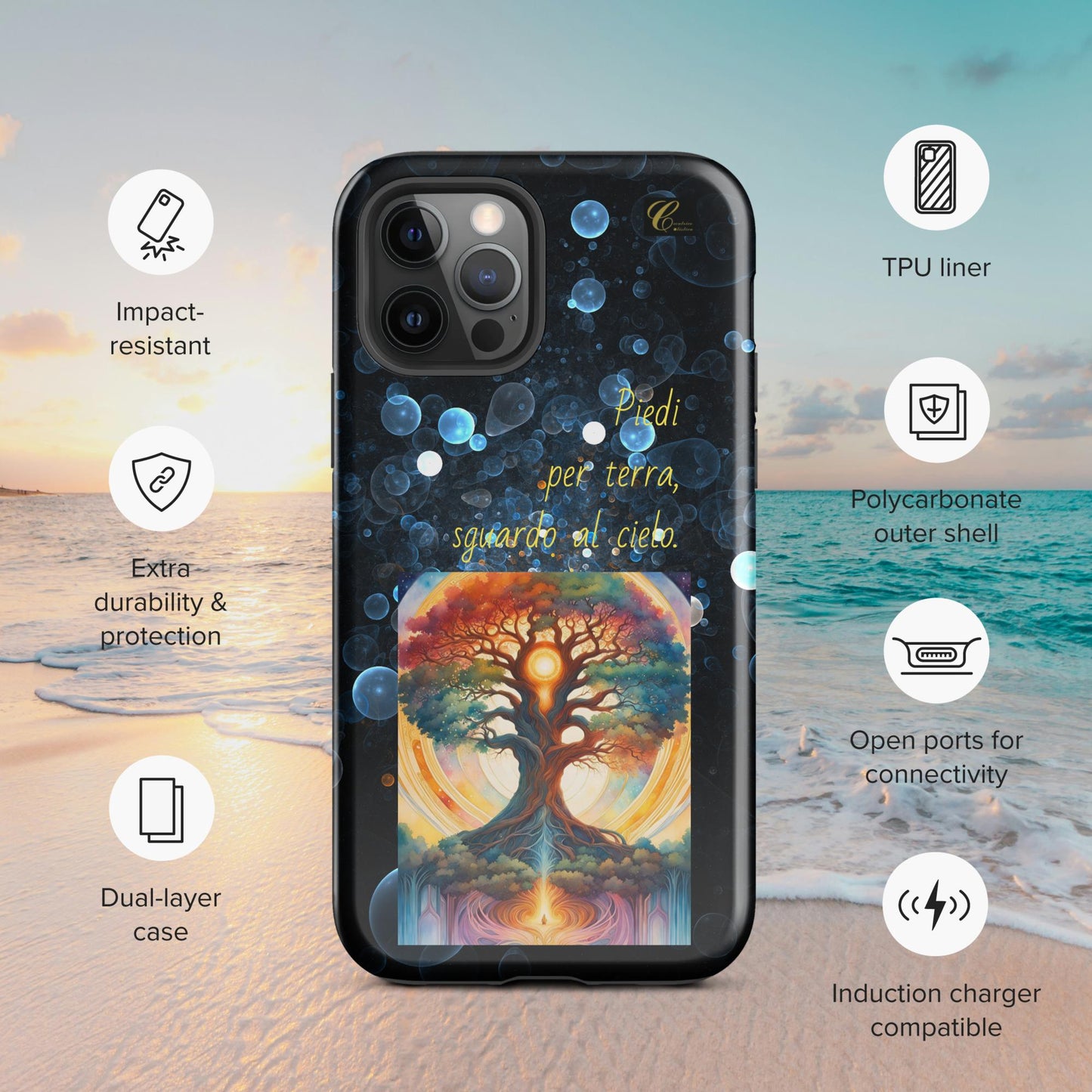 Cover iPhone rigida bolle blu