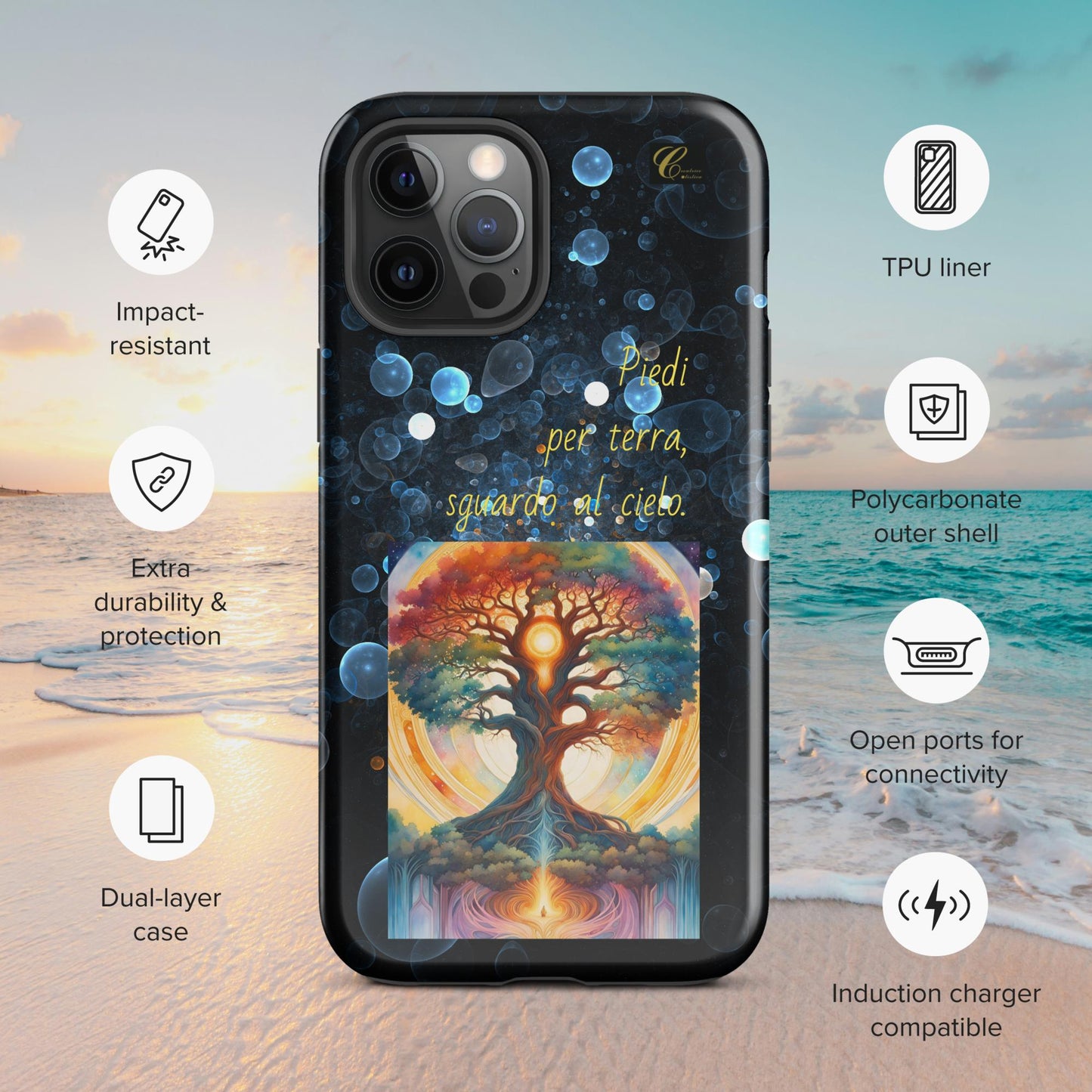 Cover iPhone rigida bolle blu