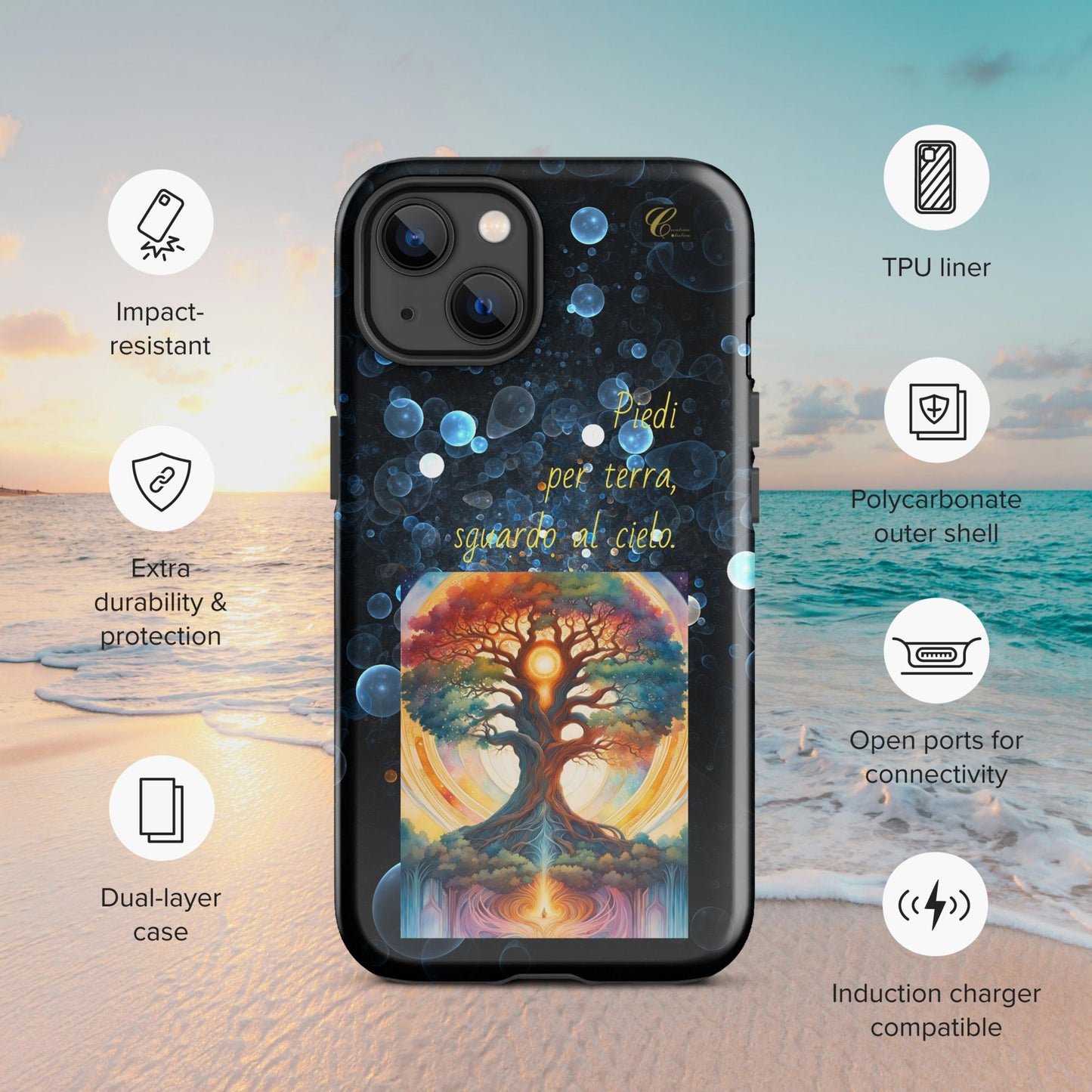 Cover iPhone rigida bolle blu