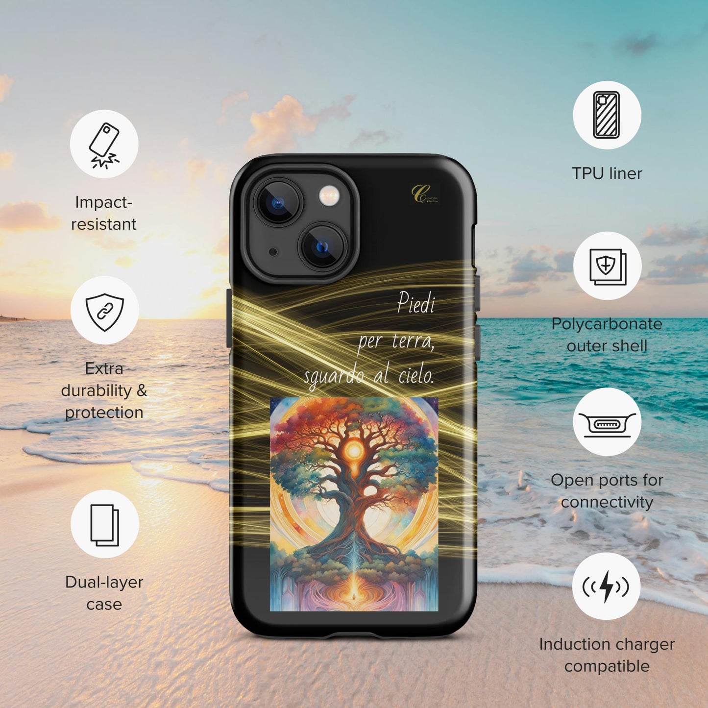 Cover iPhone rigida oro nero