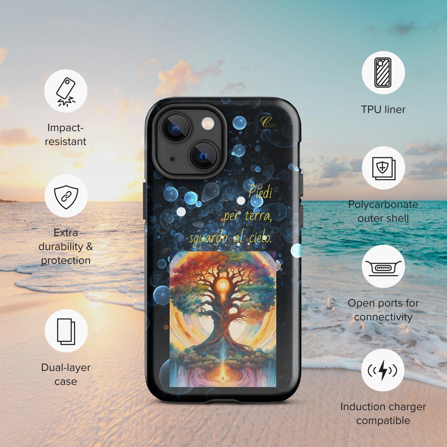 Cover iPhone rigida bolle blu