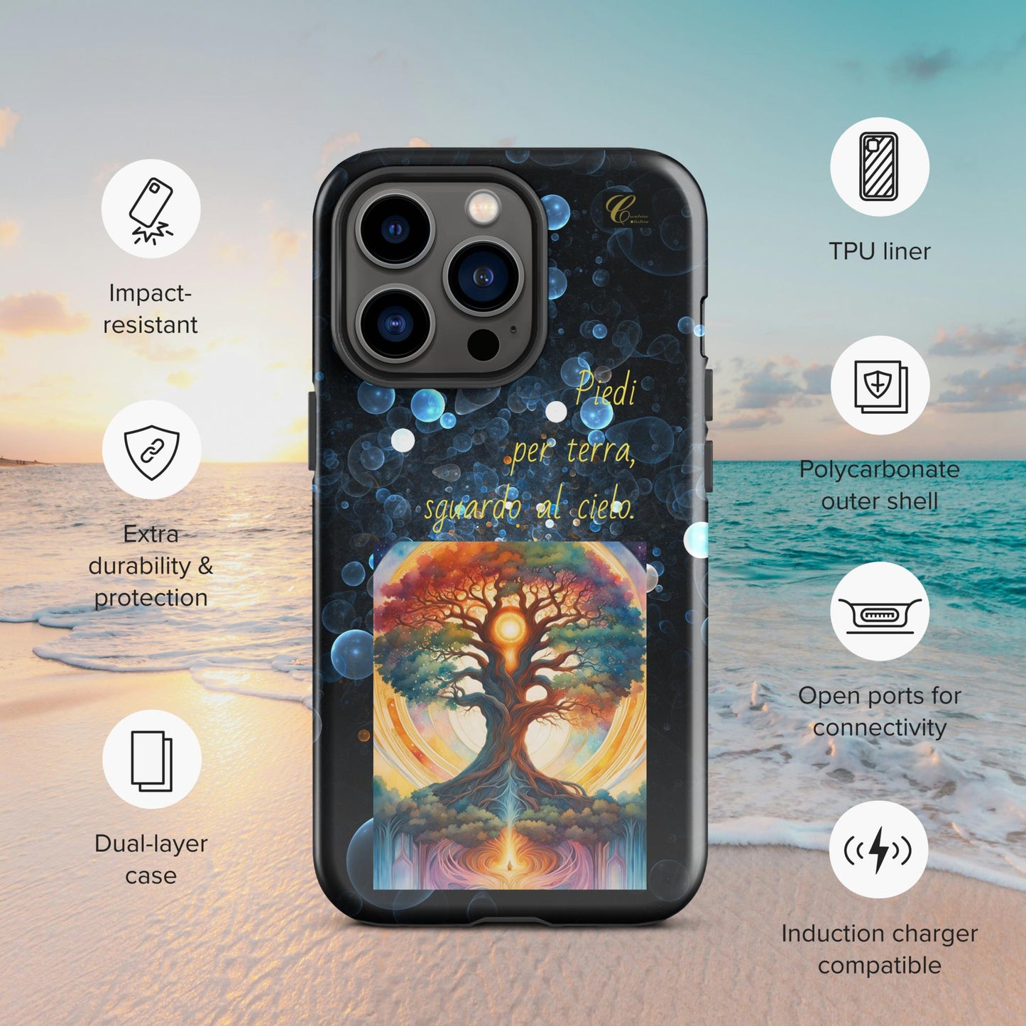 Cover iPhone rigida bolle blu