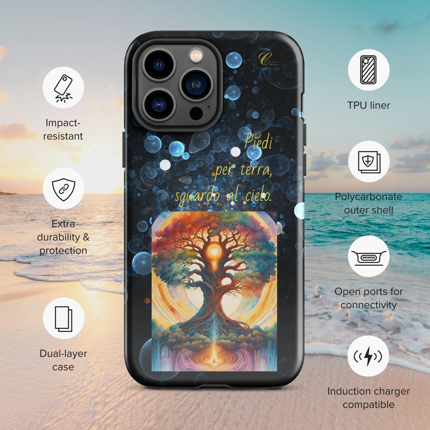 Cover iPhone rigida bolle blu