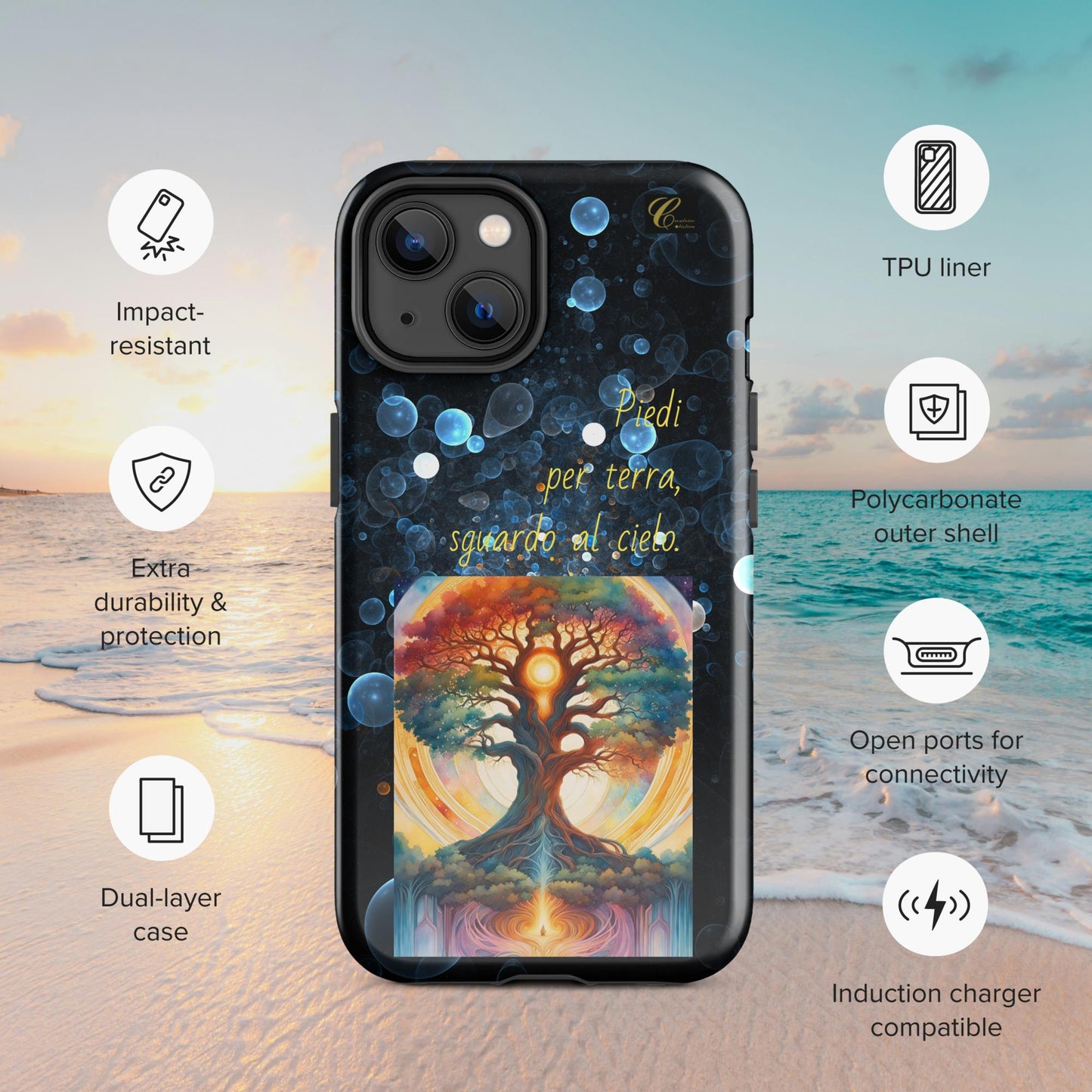 Cover iPhone rigida bolle blu