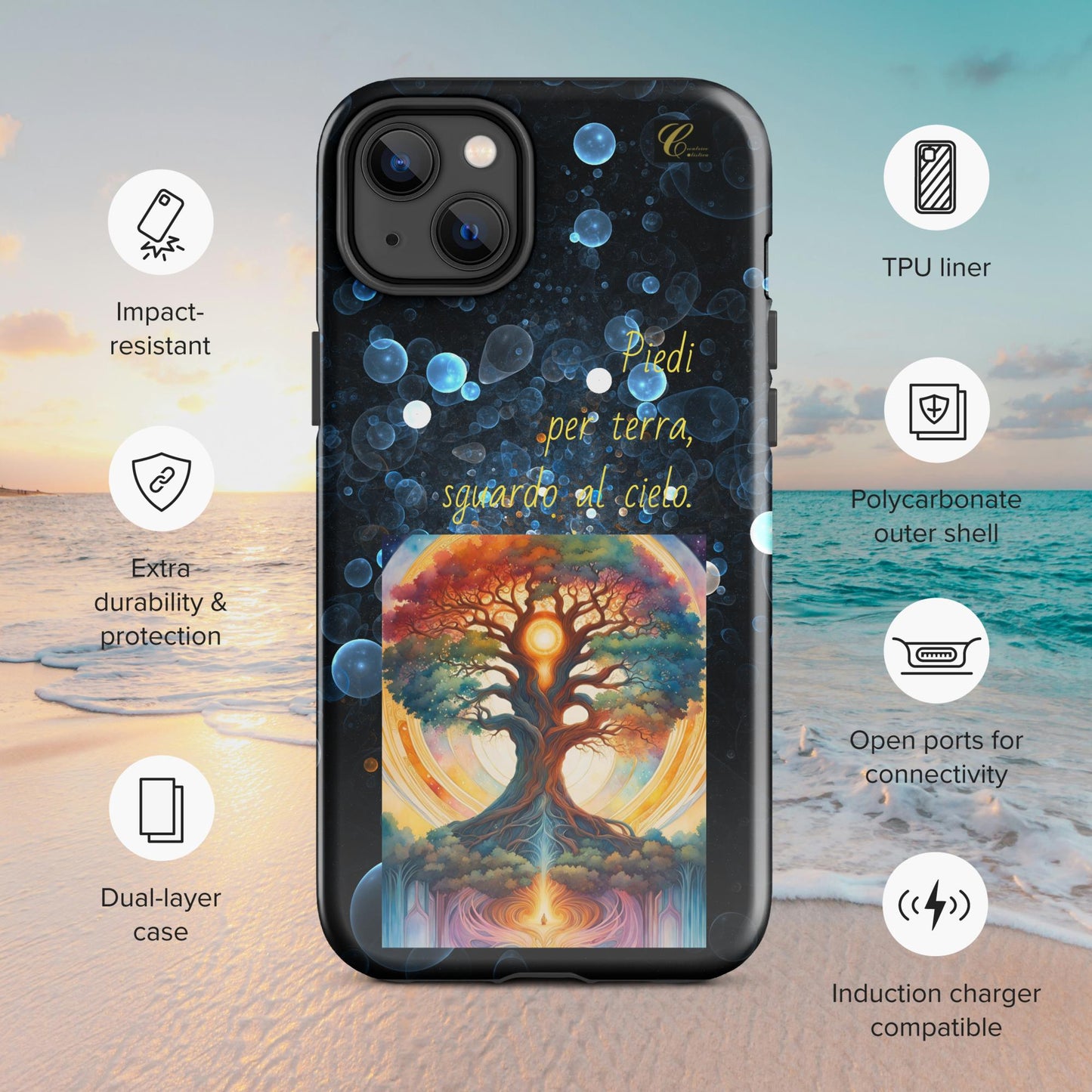 Cover iPhone rigida bolle blu