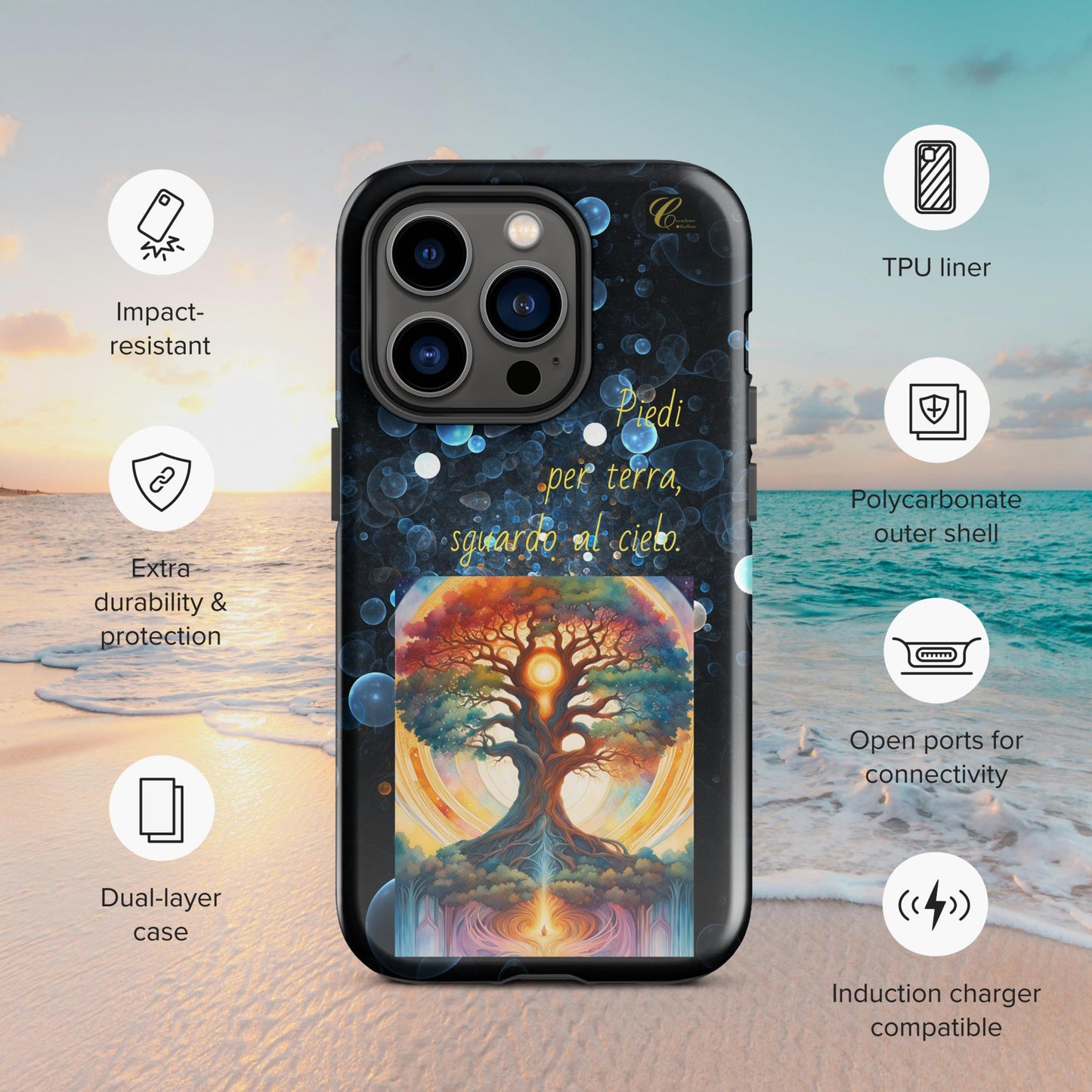 Cover iPhone rigida bolle blu