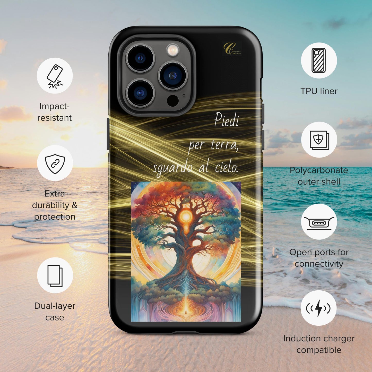 Cover iPhone rigida oro nero