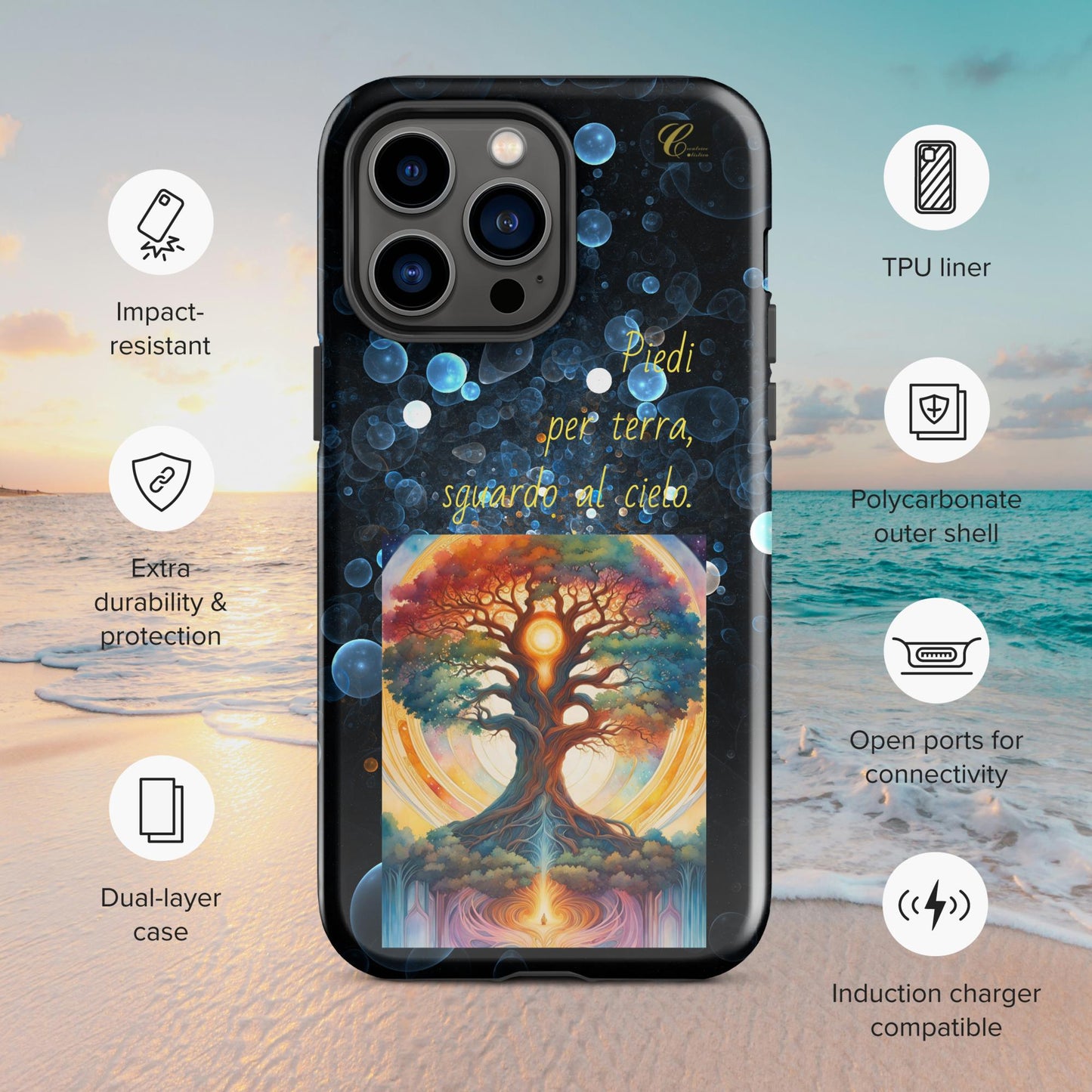 Cover iPhone rigida bolle blu