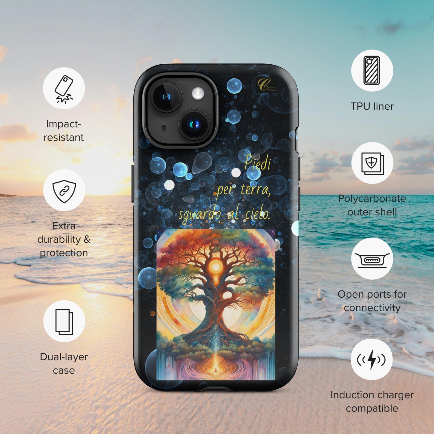 Cover iPhone rigida bolle blu