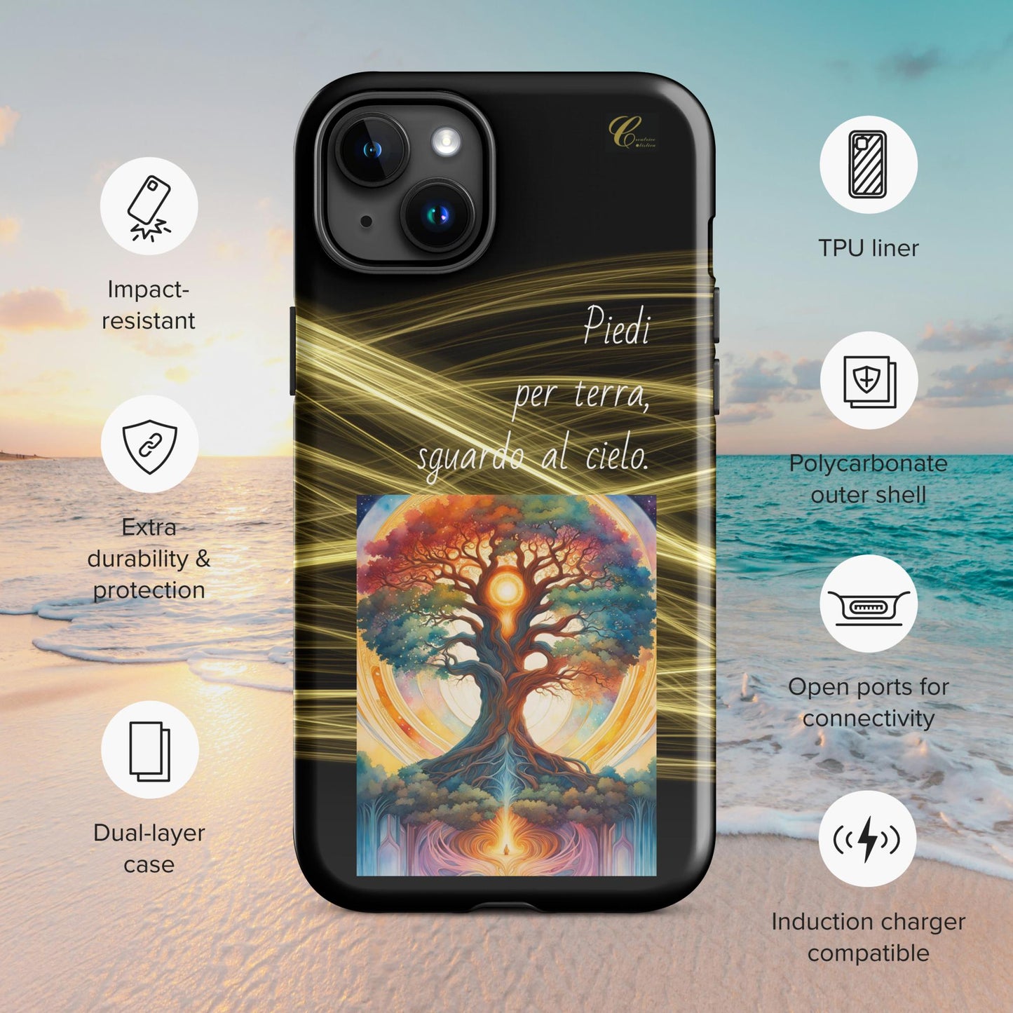 Cover iPhone rigida oro nero