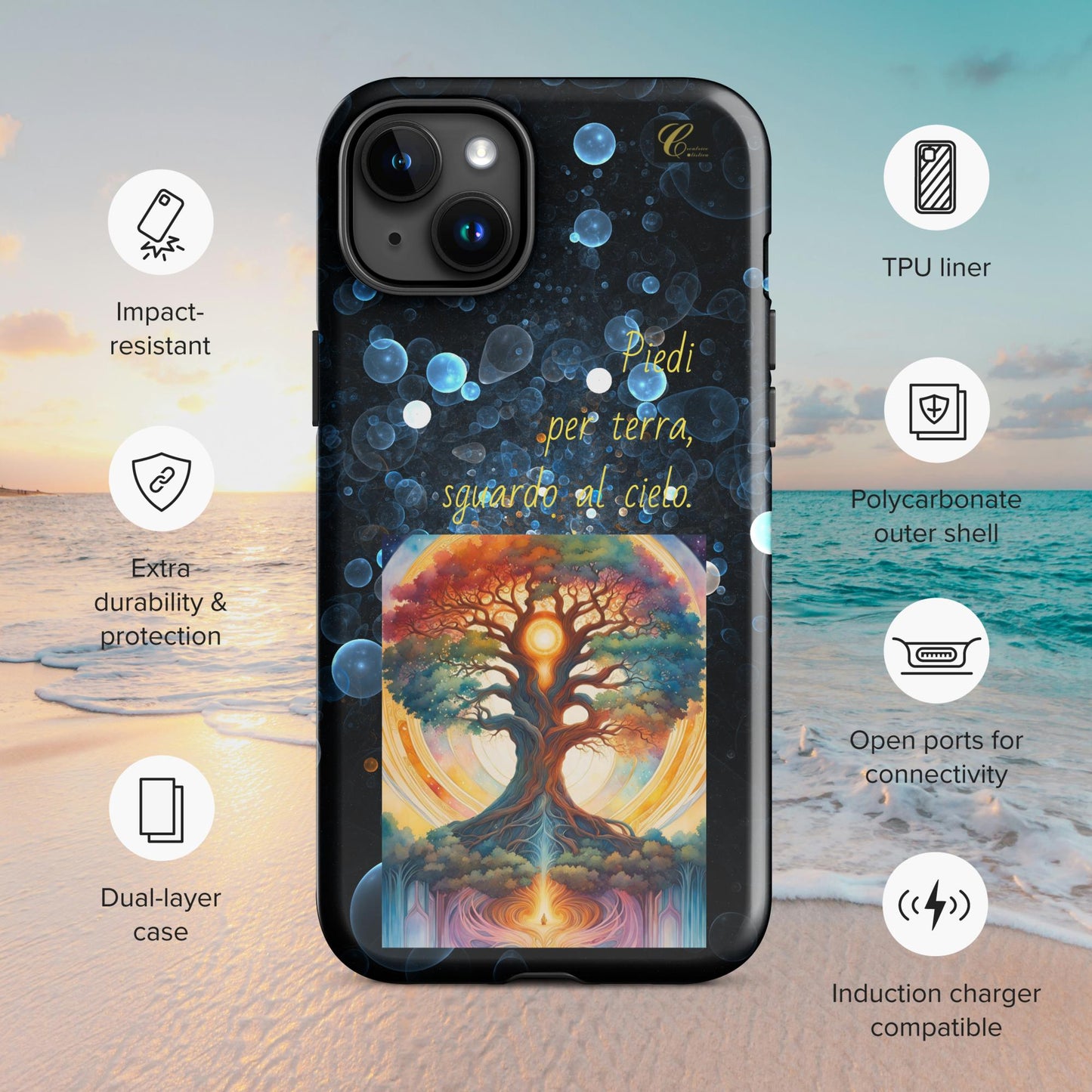 Cover iPhone rigida bolle blu