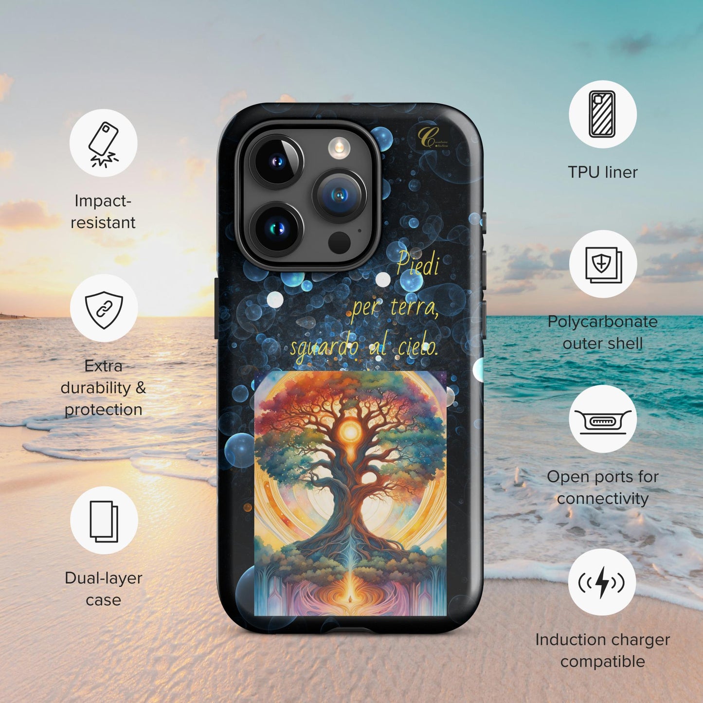 Cover iPhone rigida bolle blu