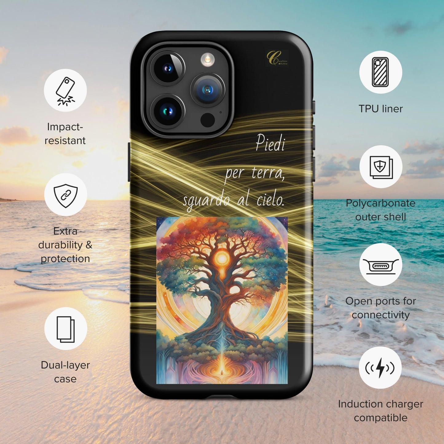 Cover iPhone rigida oro nero