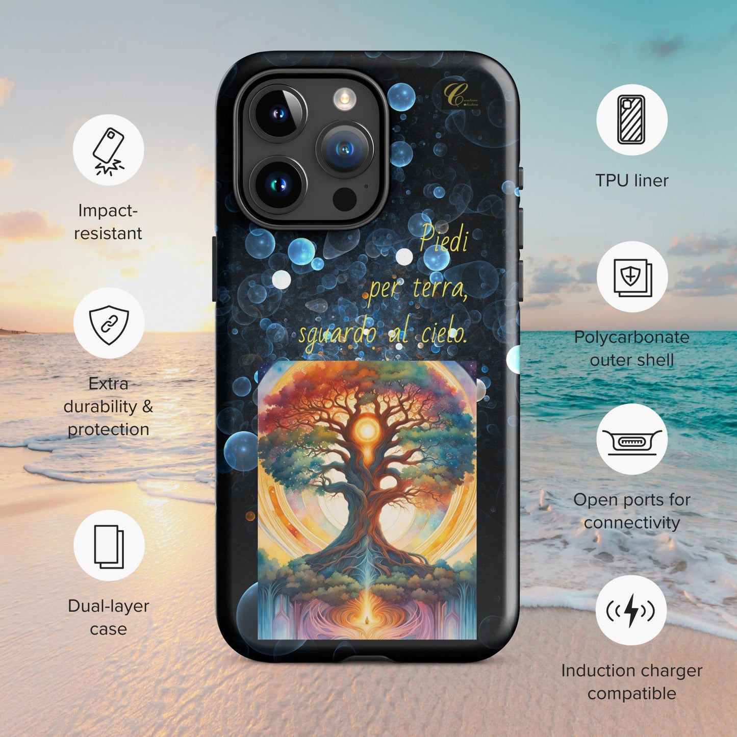 Cover iPhone rigida bolle blu