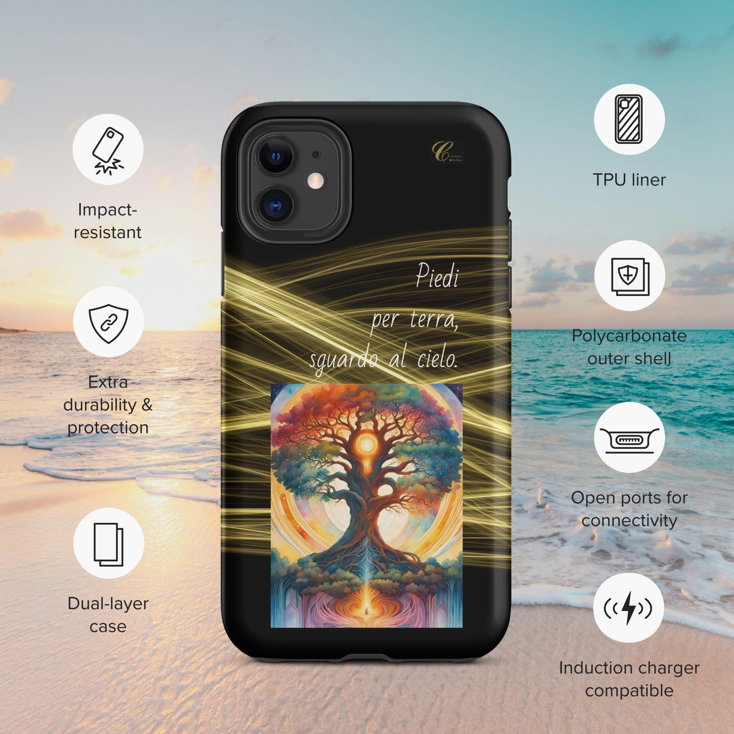 Cover iPhone rigida oro nero