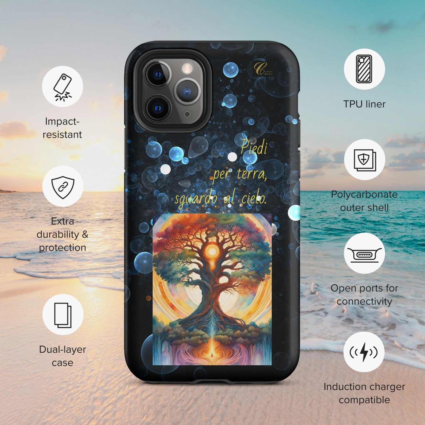 Cover iPhone rigida bolle blu