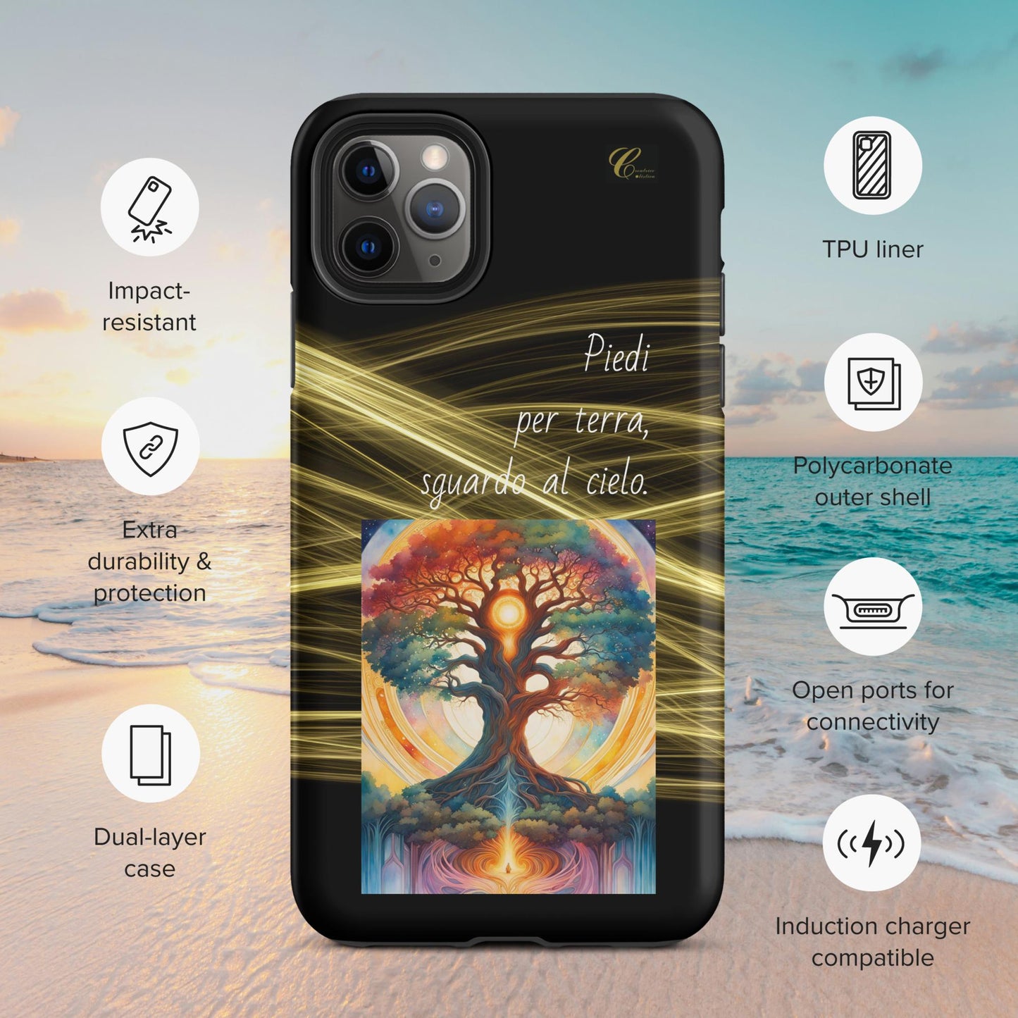 Cover iPhone rigida oro nero