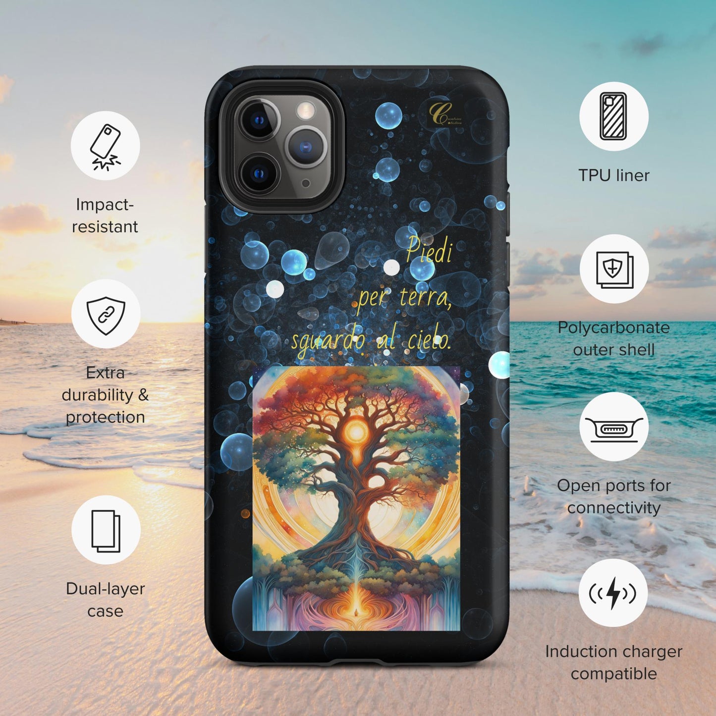 Cover iPhone rigida bolle blu