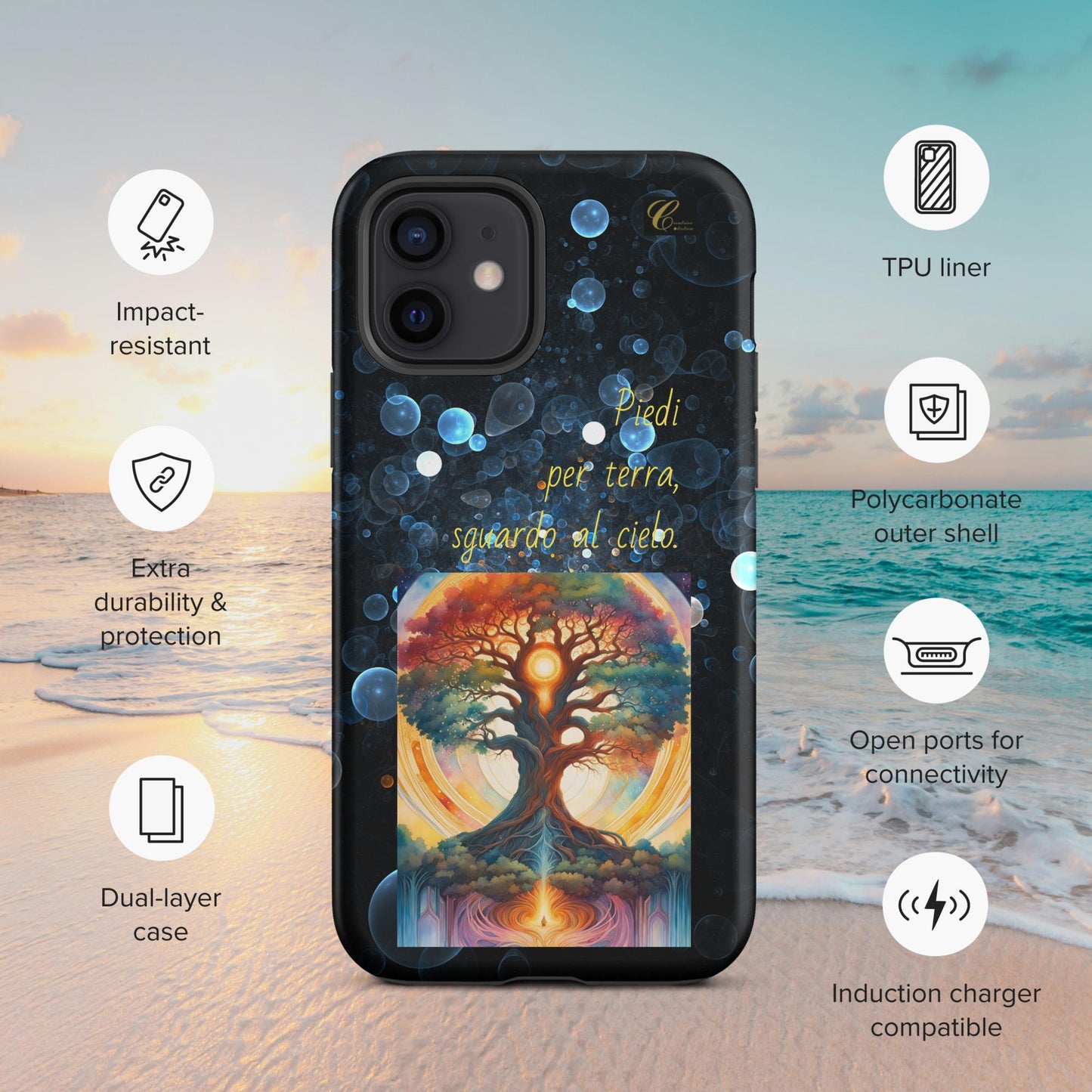 Cover iPhone rigida bolle blu