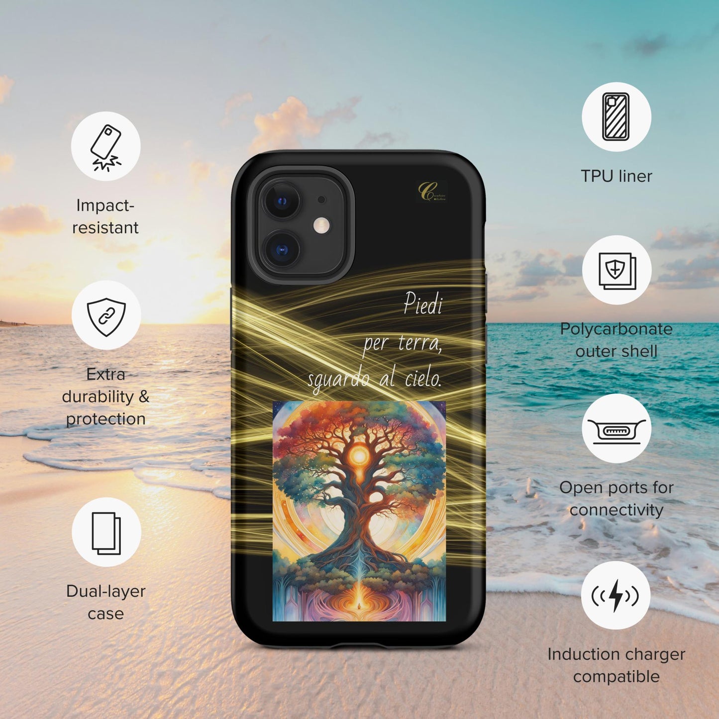 Cover iPhone rigida oro nero