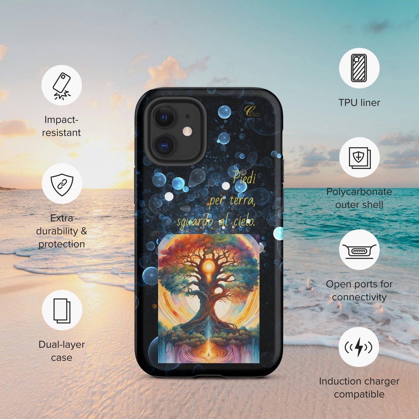 Cover iPhone rigida bolle blu