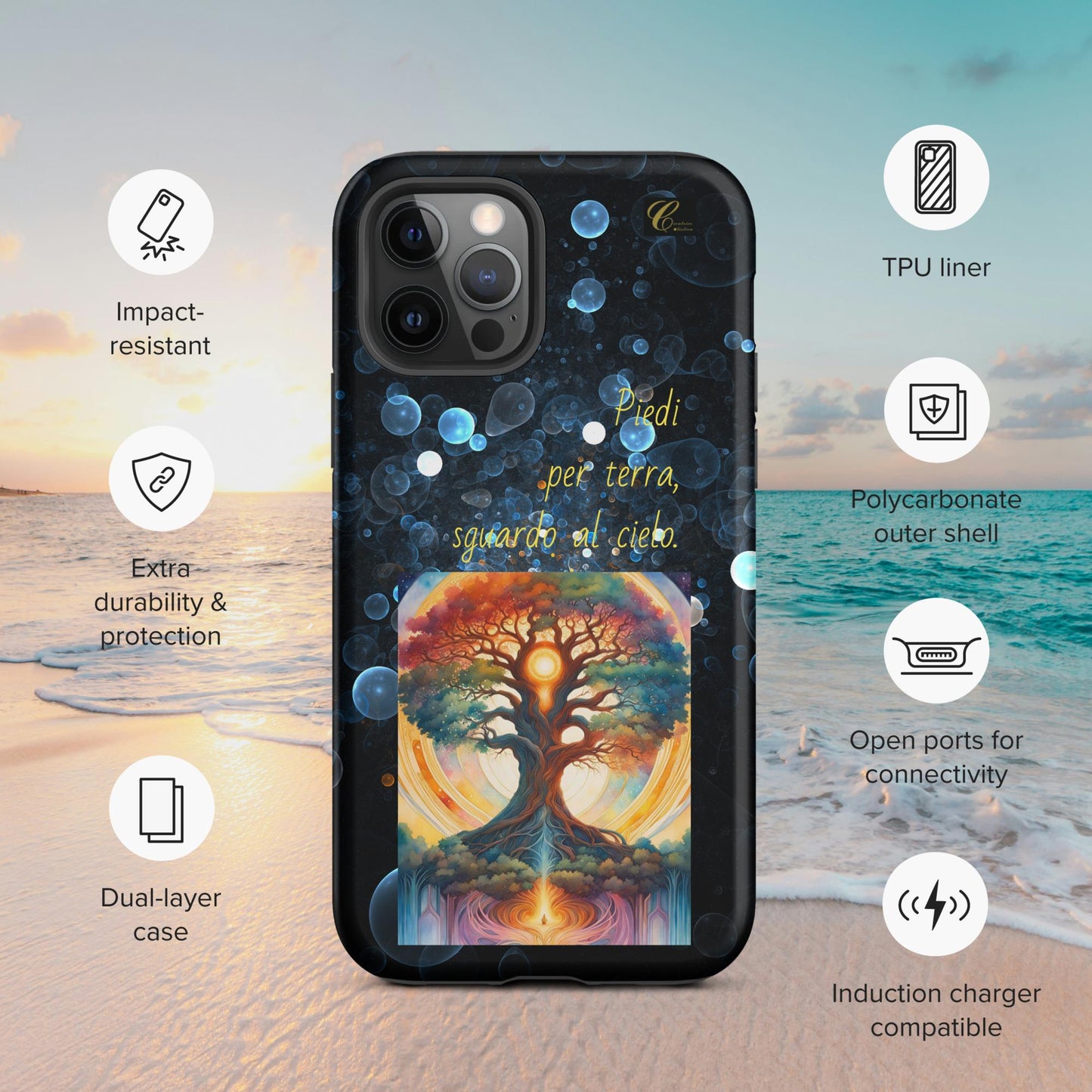 Cover iPhone rigida bolle blu