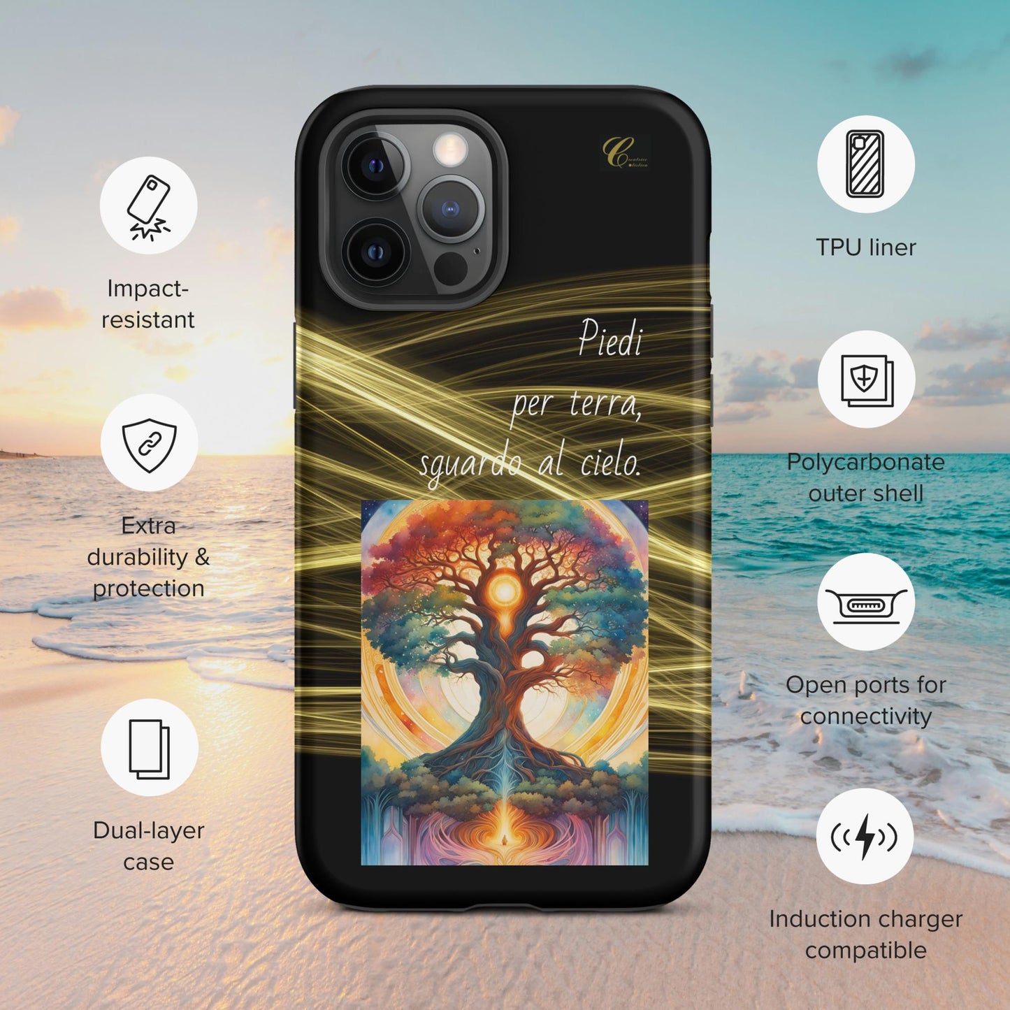 Cover iPhone rigida oro nero