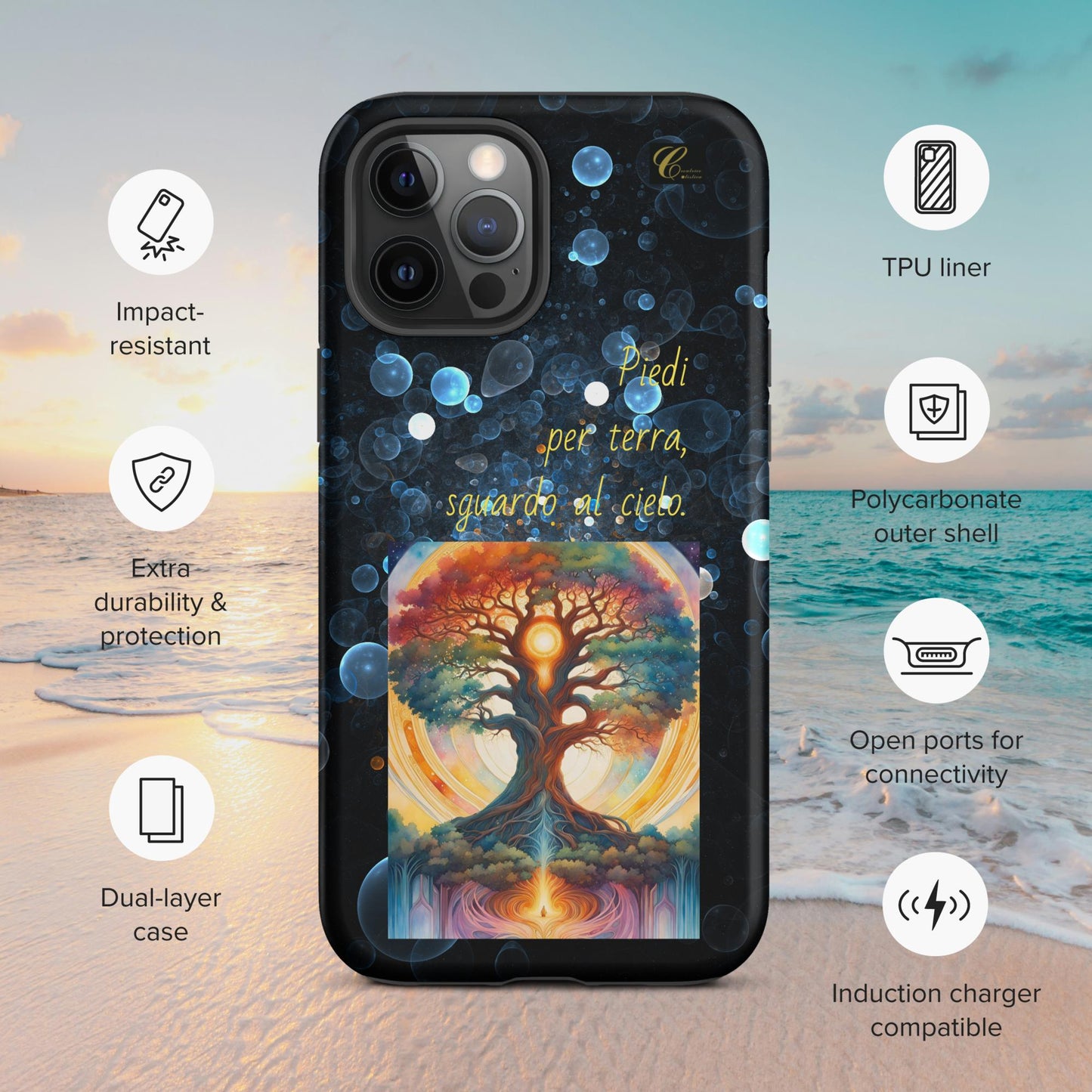 Cover iPhone rigida bolle blu